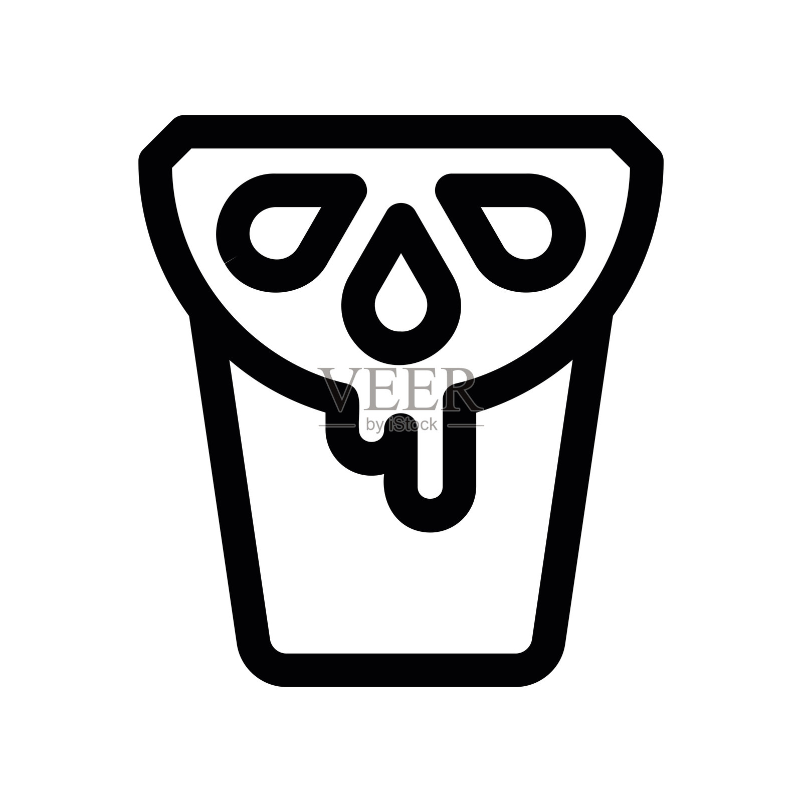 一杯融化的柠檬冰沙,顶部放着一片水果插画图片素材