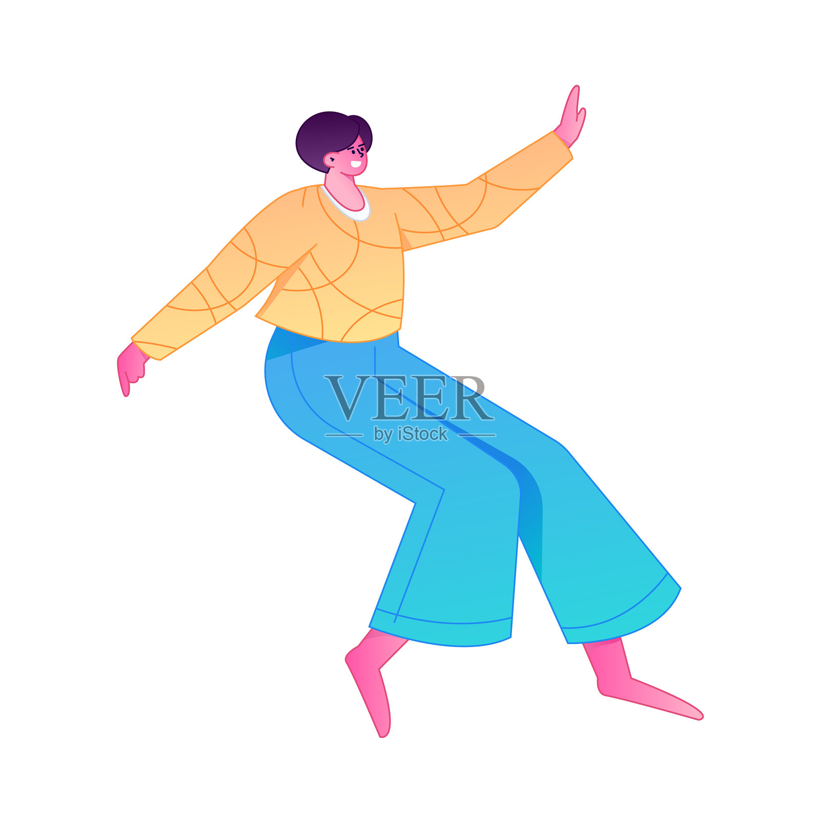 坐姿人物,来自互联网的矢量扁平渐变插画插画图片素材