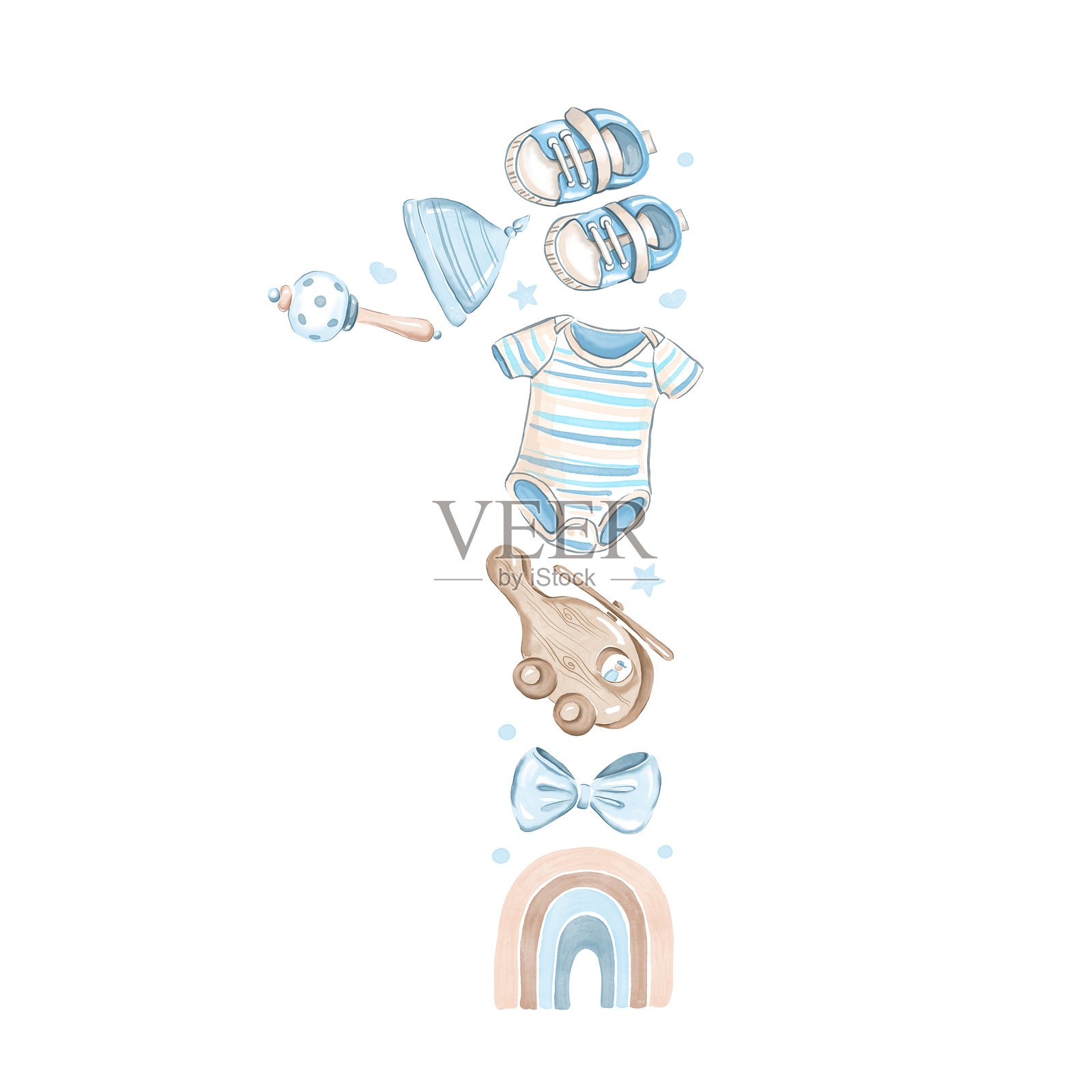 用婴儿用品组成的数字一插画图片素材
