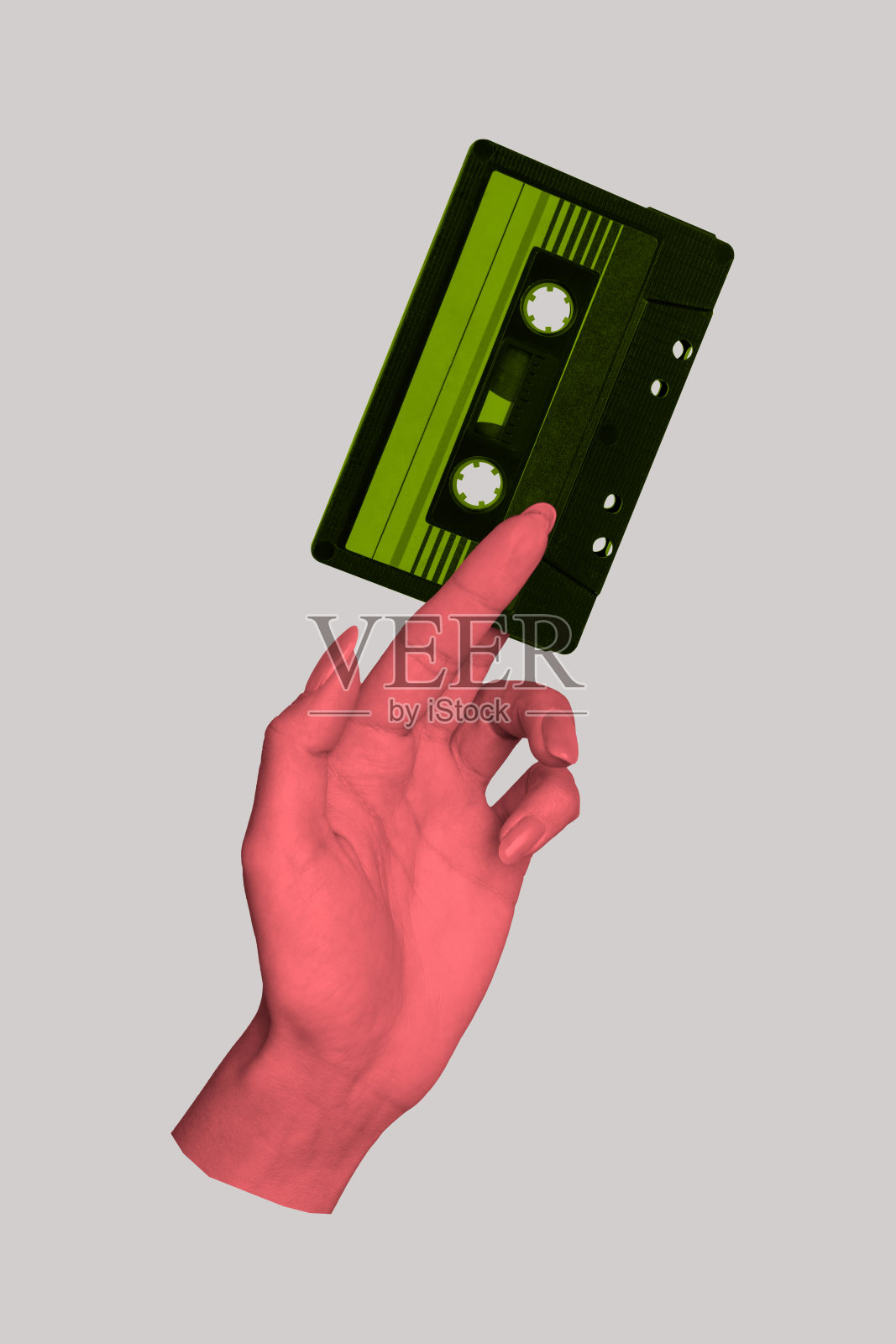 海报 3D 图像艺术作品 横幅 拼贴 手持复古磁带 90年代派对娱乐音乐爱好者播放列表照片摄影图片