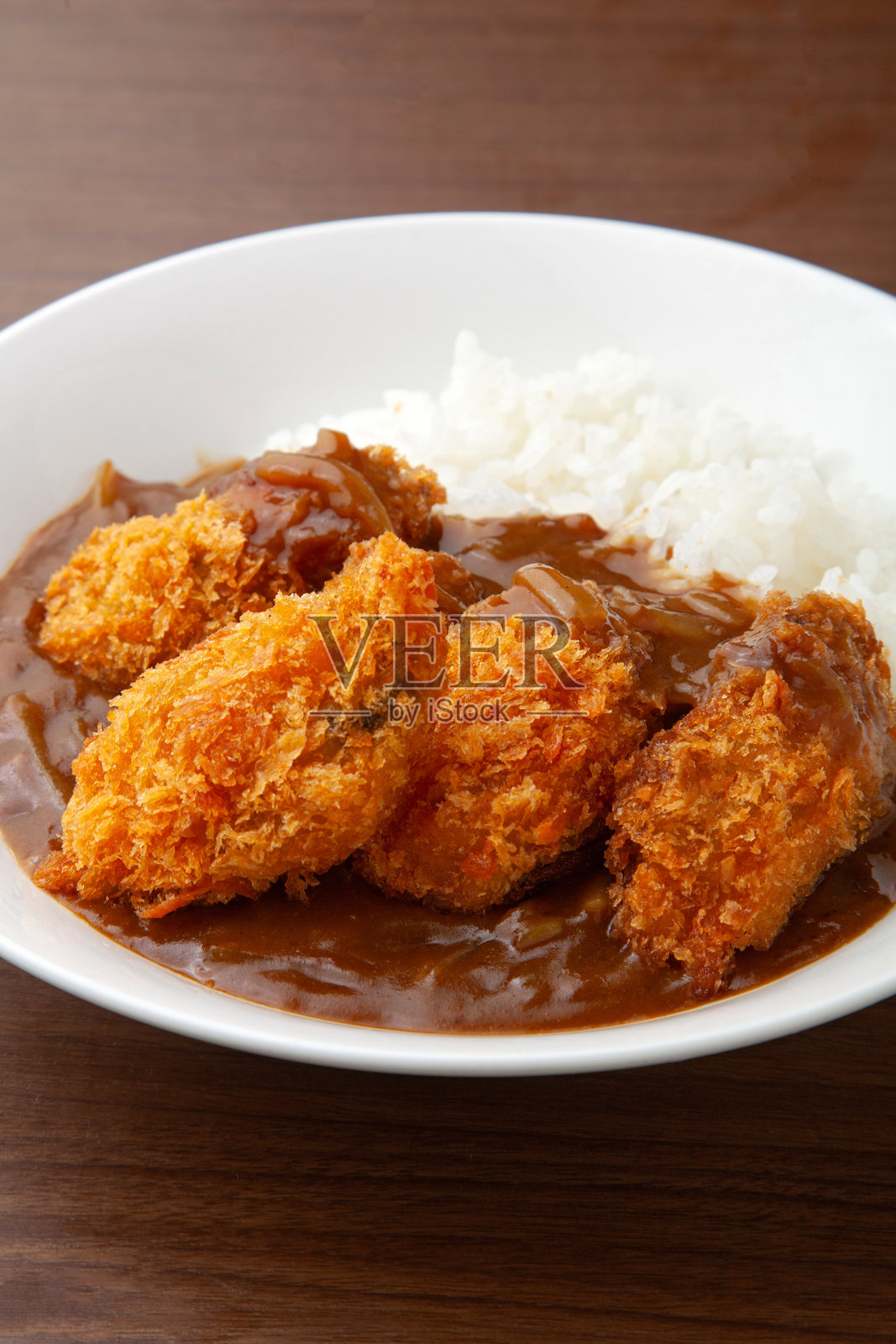 炸牡蛎咖喱饭照片摄影图片