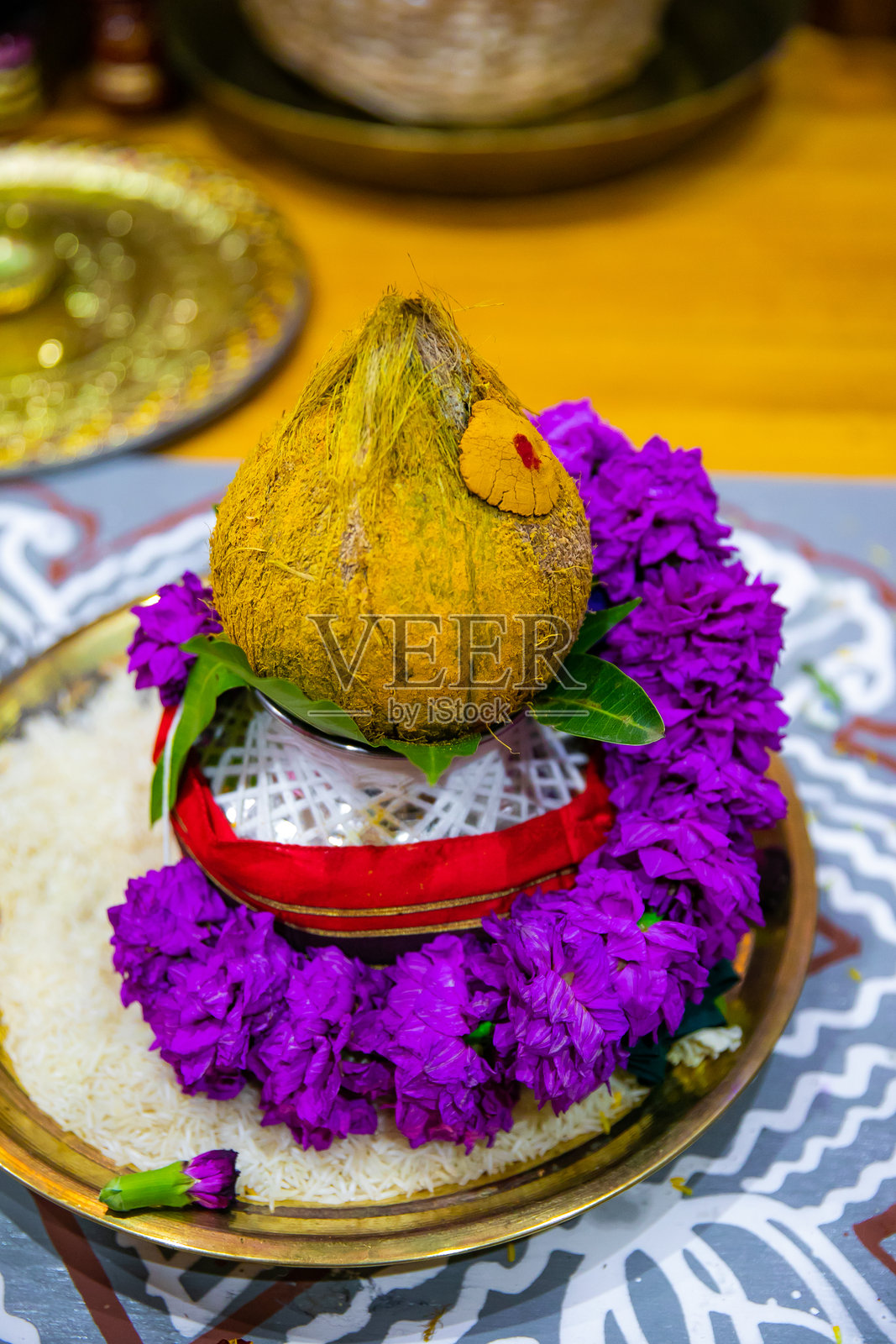 印度印度教婚礼传统仪式用品特写照片摄影图片