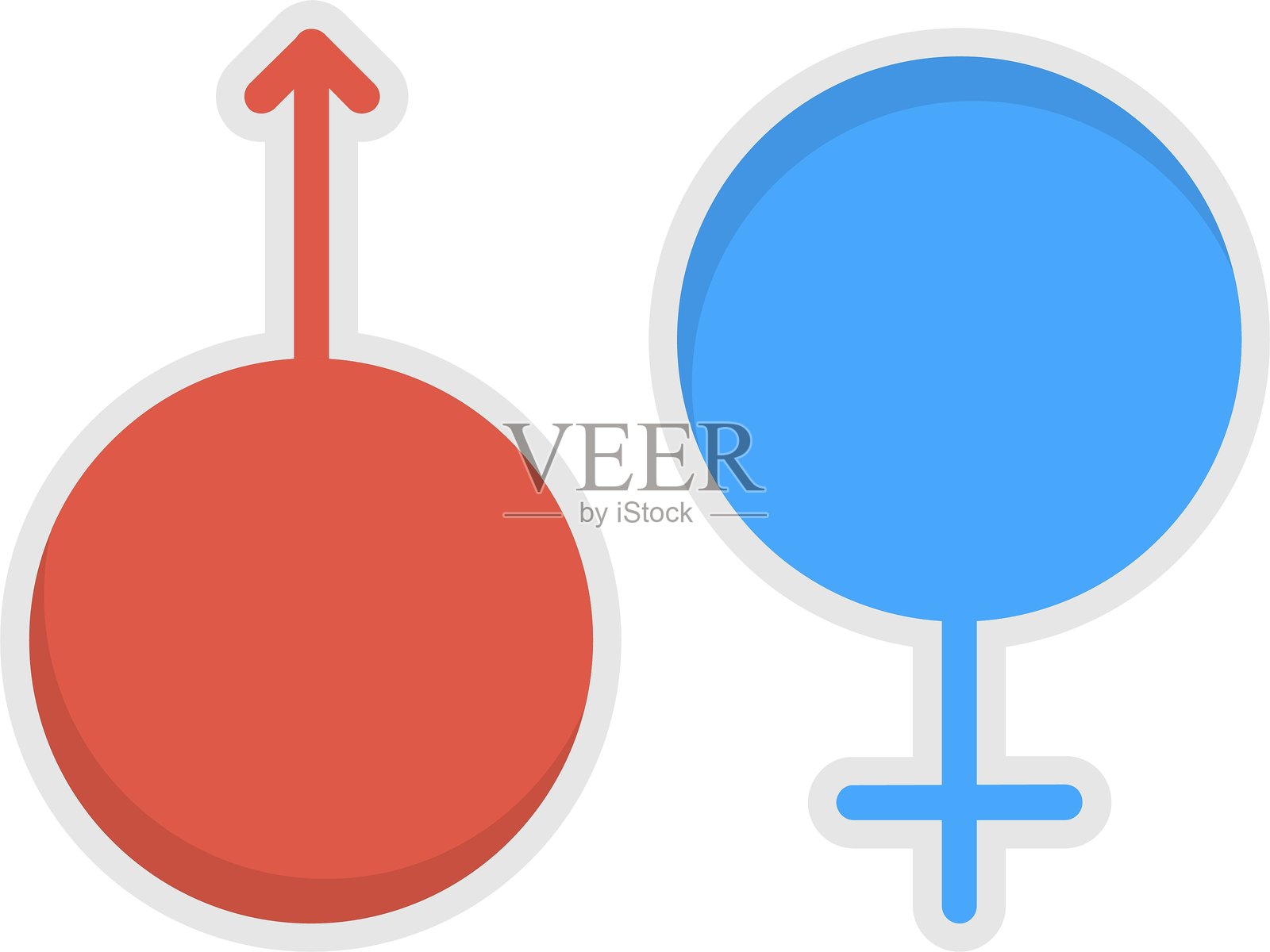 性别标志扁平贴纸风格图标插画图片素材