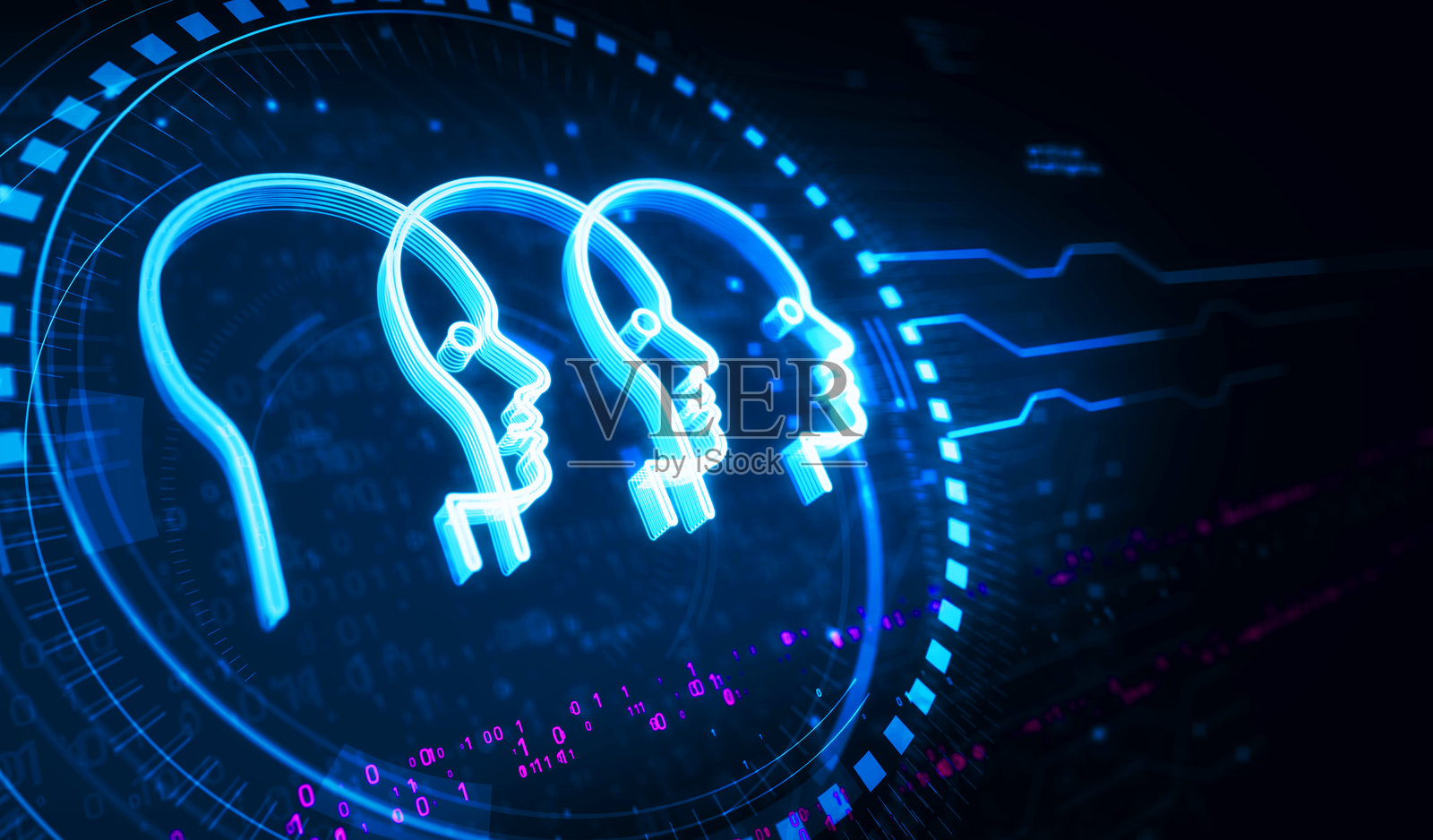 人工智能头部符号,数字概念的3D插画照片摄影图片