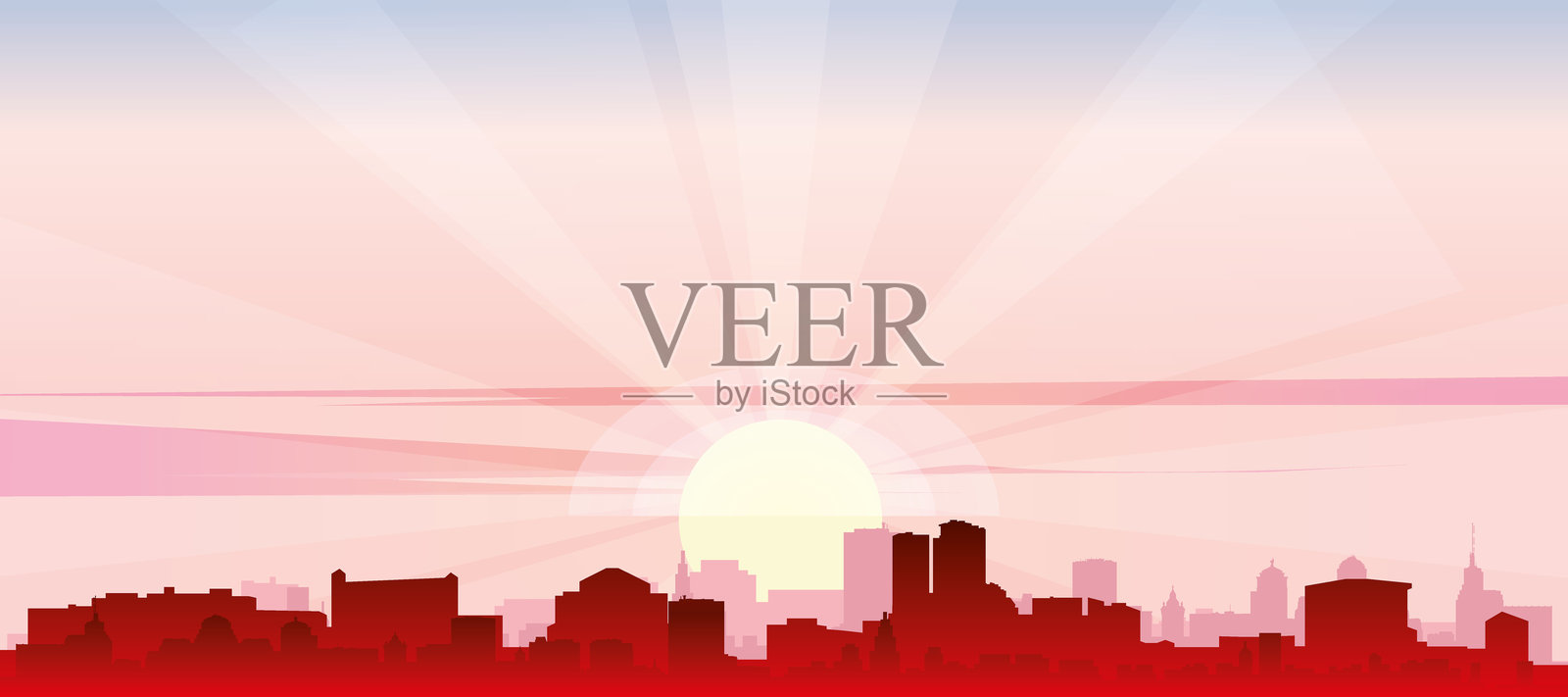 荷兰鹿特丹通用城市天际线全景海报插画图片素材