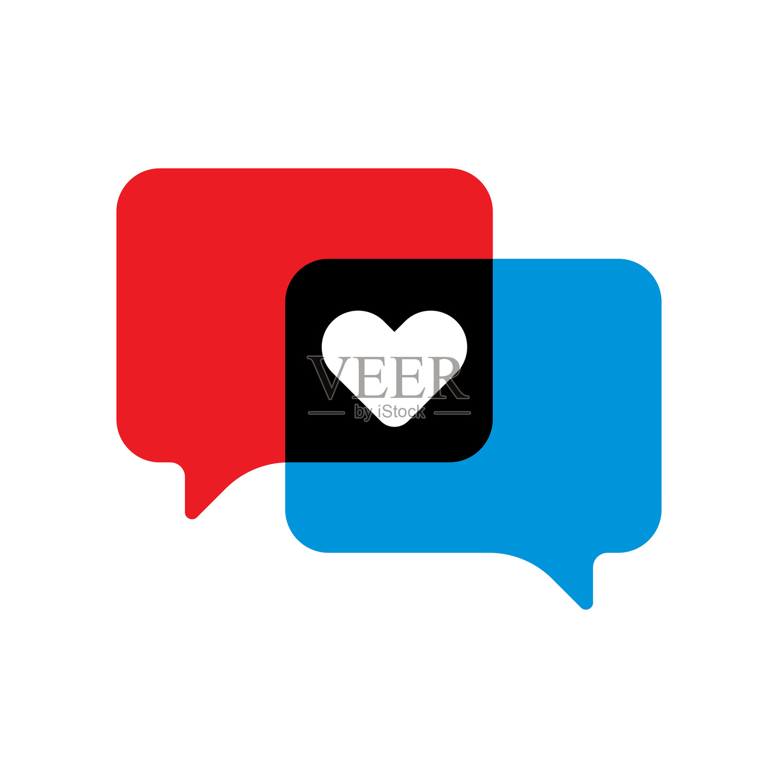 聊天气泡上的心形表情符号图标插画图片素材