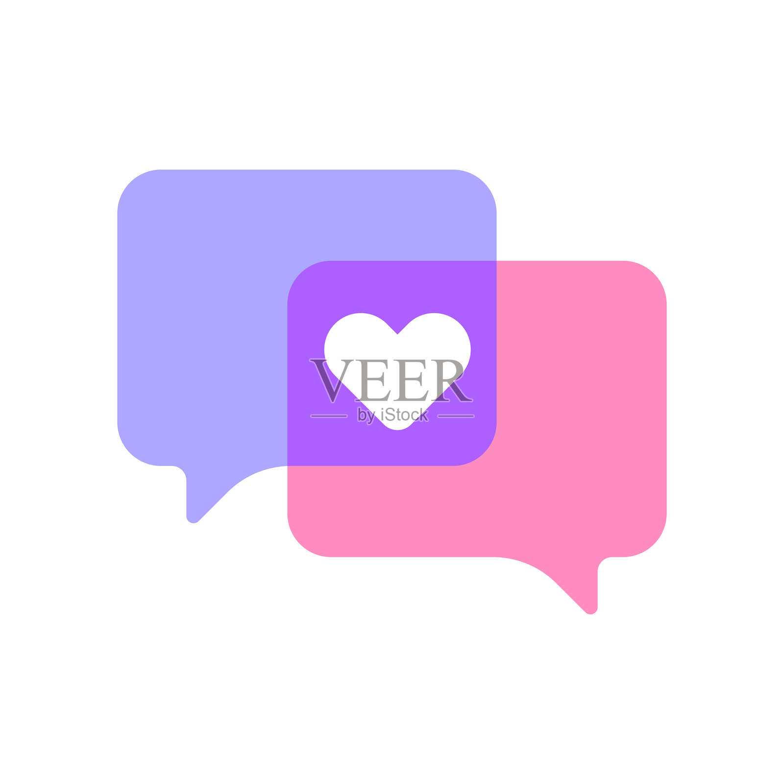 对话气泡上的心形表情符号图标插画图片素材