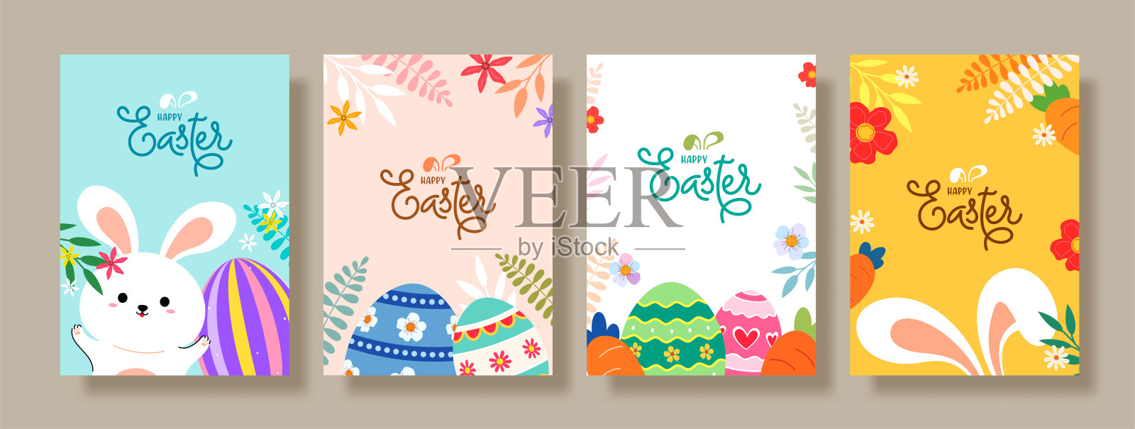 垂直复活节贺卡和海报模板插画图片素材