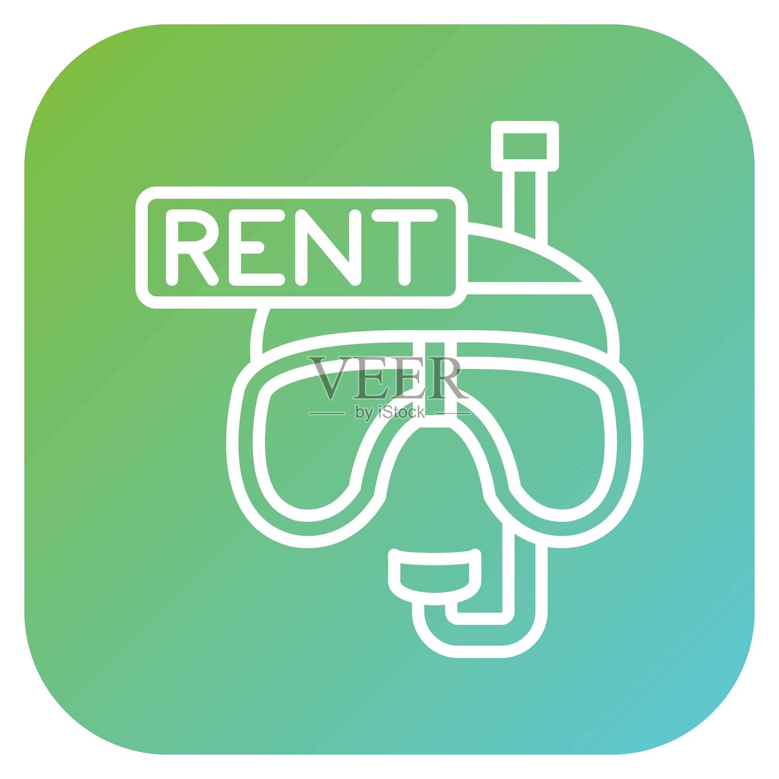 矢量设计的潜水装备租赁图标风格插画图片素材