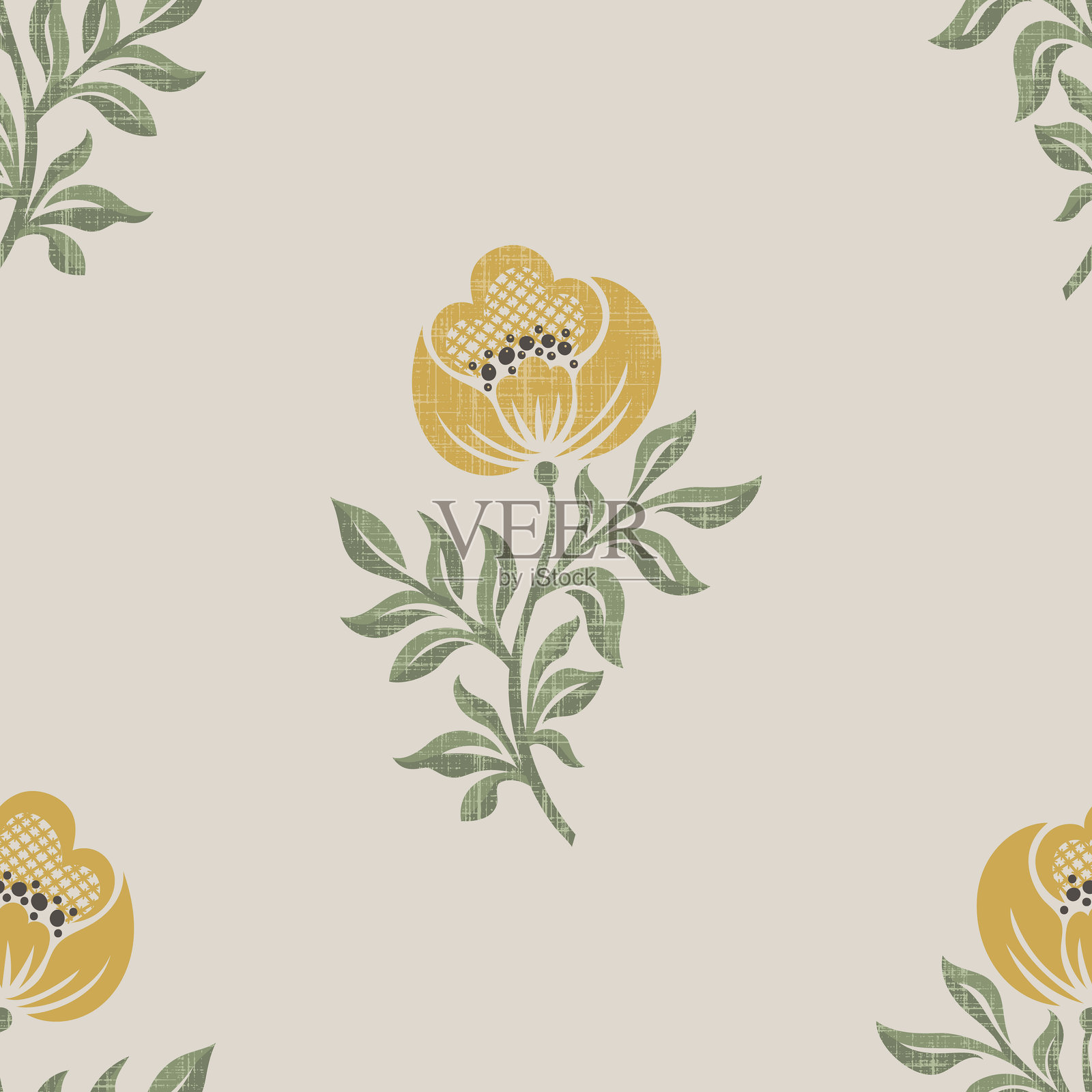 可爱的花卉无缝图案。花卉矢量插图背景。乡村复古风格印花,适用于纺织品或壁纸。插画图片素材