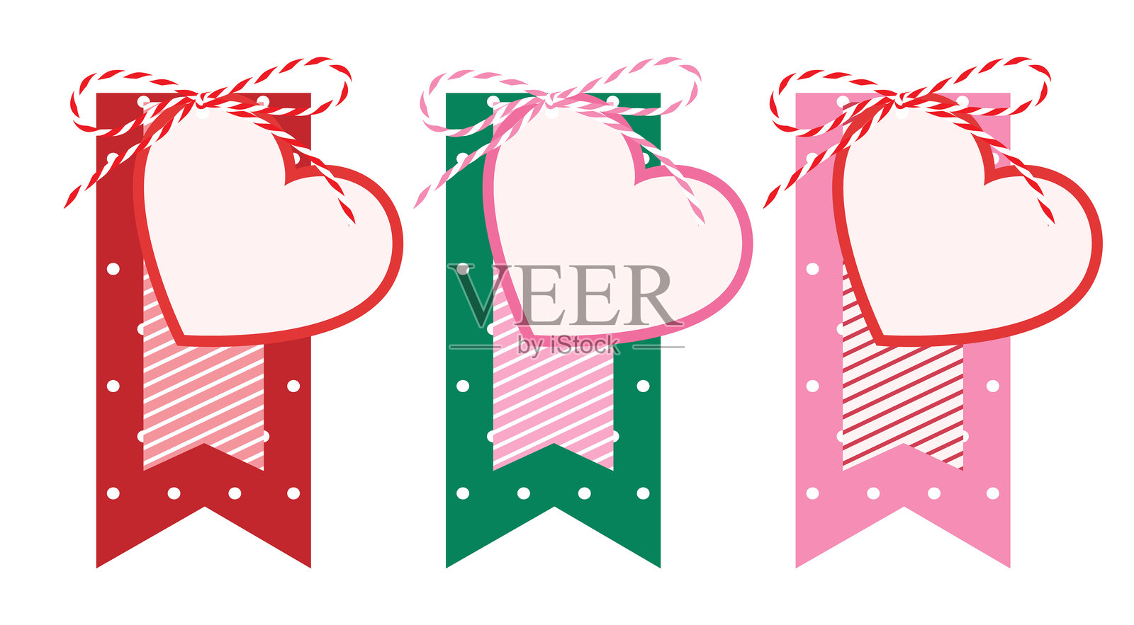 情人节剪贴簿纸质标签,带有心形边框插画图片素材