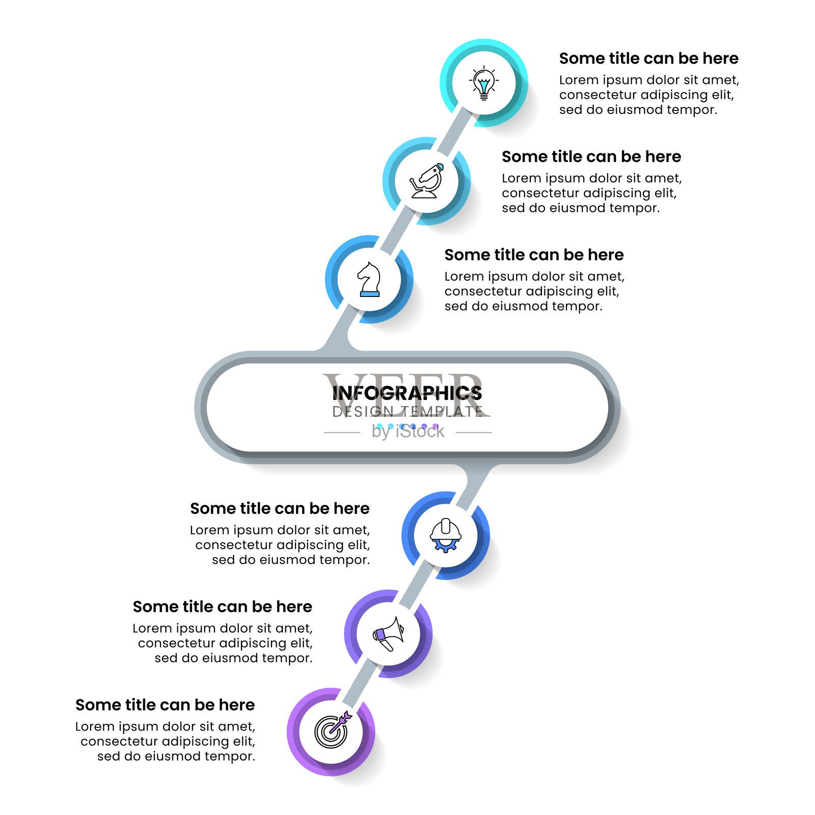 信息图表模板。带有6个步骤的斜线插画图片素材