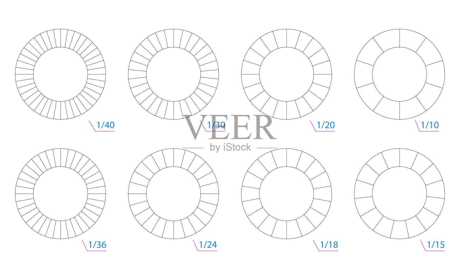带有分数符号的圆形扇形图插画图片素材