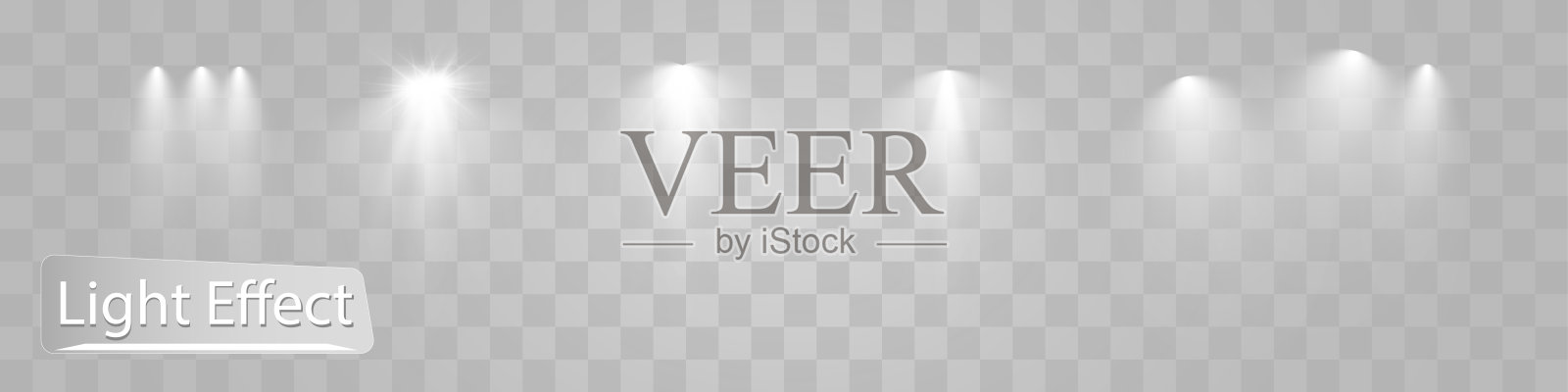 柔和光晕的灯光聚焦光束,背景透明插画图片素材