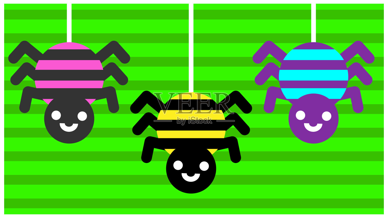 可爱的毒蜘蛛悬挂着的人物插画集插画图片素材