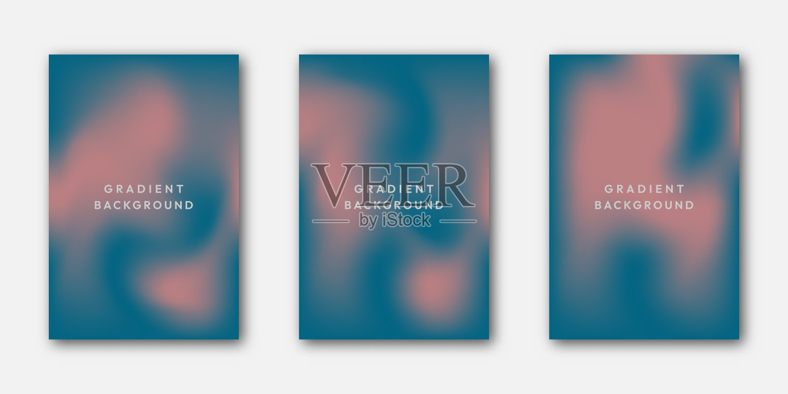 用于海报、封面和横幅背景设计的彩色渐变液体模板集插画图片素材