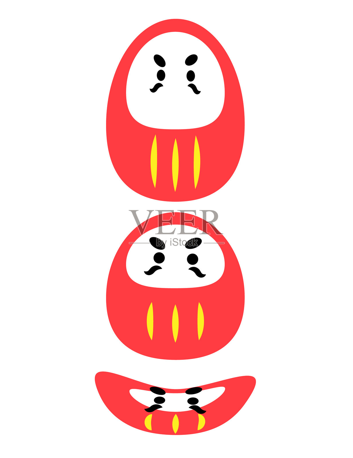 一套可爱的达摩不倒翁插画,有不同的表情,可以堆叠在一起插画图片素材