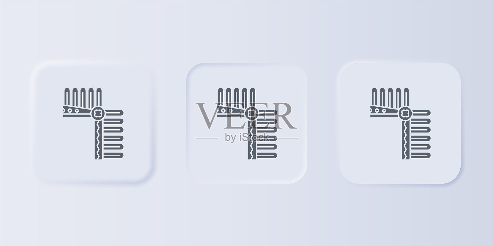 灰色背景上孤立的灰色印度头饰带羽毛图标。美洲原住民传统头饰。方形按钮中的图标集。矢量图插画图片素材