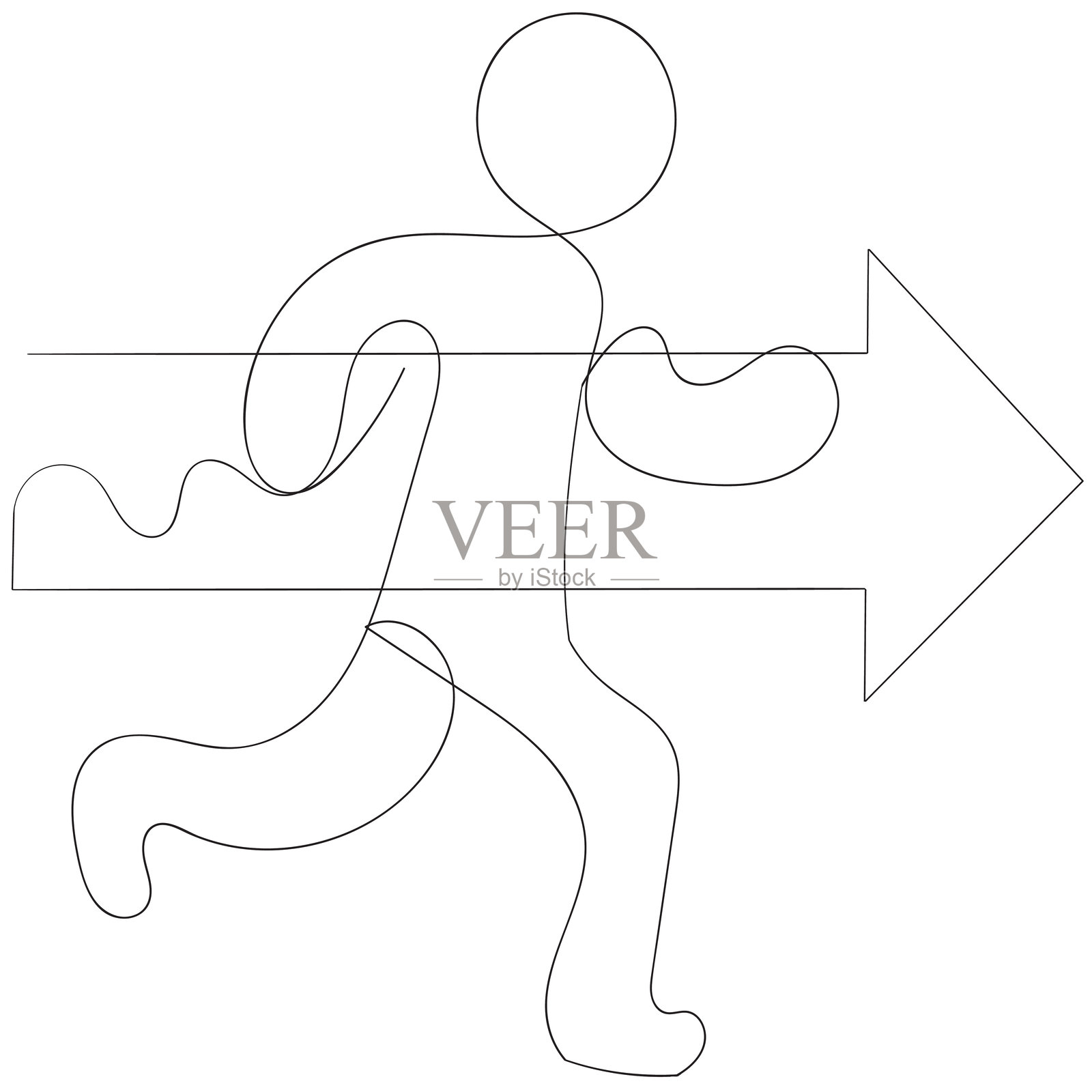 跑步运动员的连续线条画图标矢量图插画图片素材