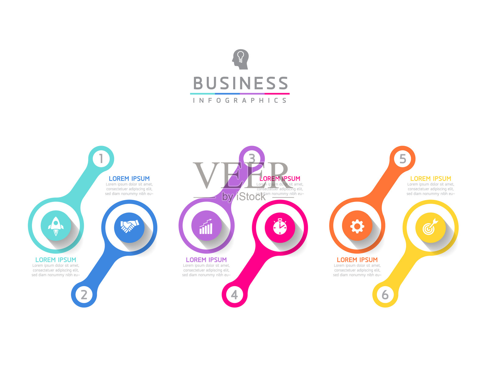 矢量商务演示连接步骤信息图表模板插画图片素材