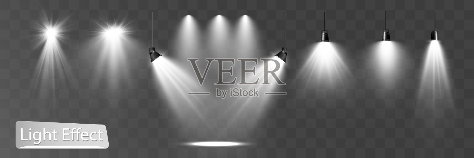 透明背景上柔和光晕的聚光灯光束插画图片素材