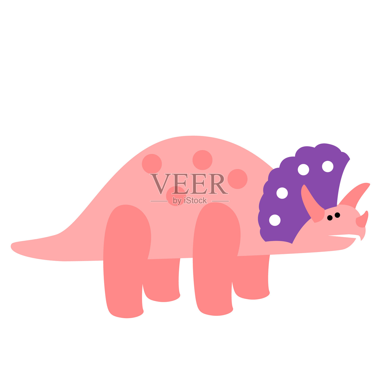 一只可爱三角龙的可爱插画,色彩柔和插画图片素材