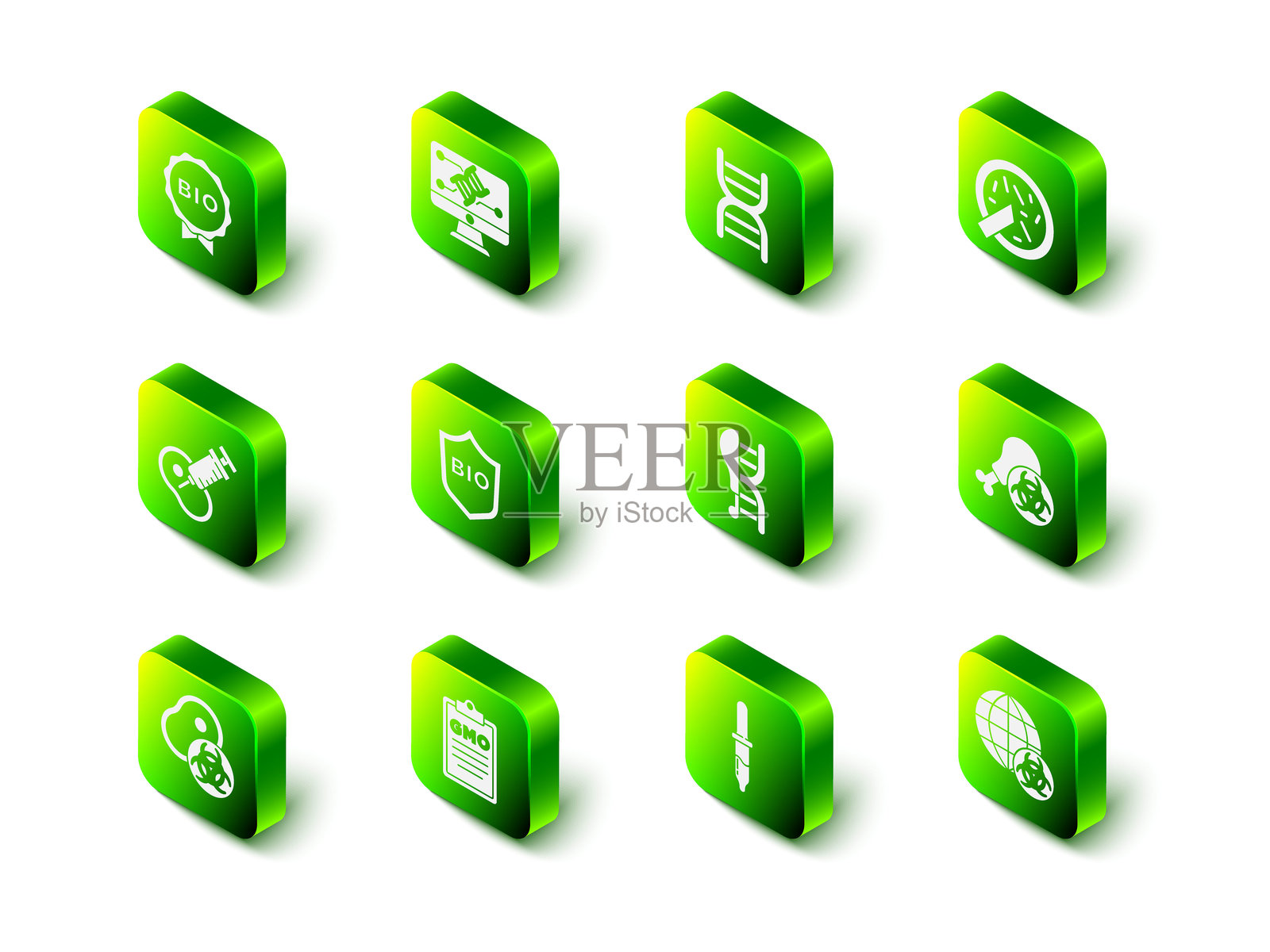 基因工程改造、DNA符号、装有细菌的培养皿、转基因研究鸡、转基因、基因改造、移液管和图标。载体插画图片素材