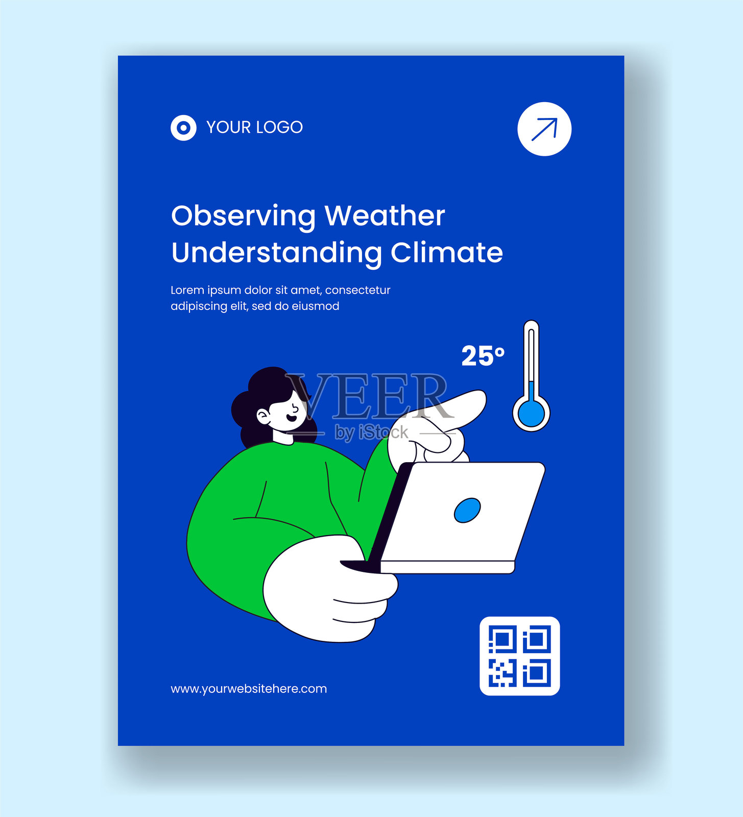 垂直海报,为气象日设计,配有手绘扁平卡通天气插图插画图片素材