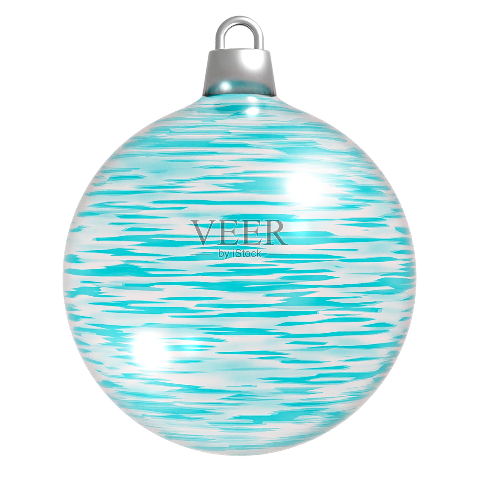 3D蓝白条纹圣诞彩球装饰照片摄影图片