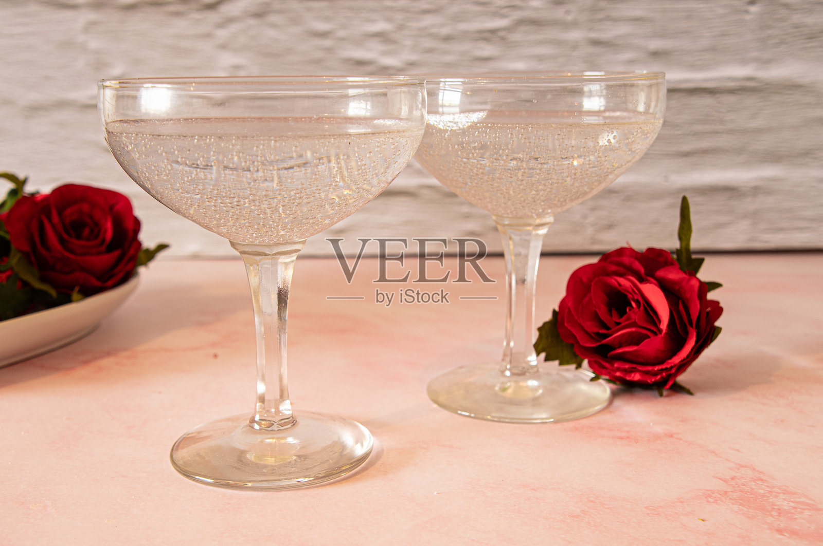 浪漫的香槟与玫瑰,情人节,婚礼照片摄影图片