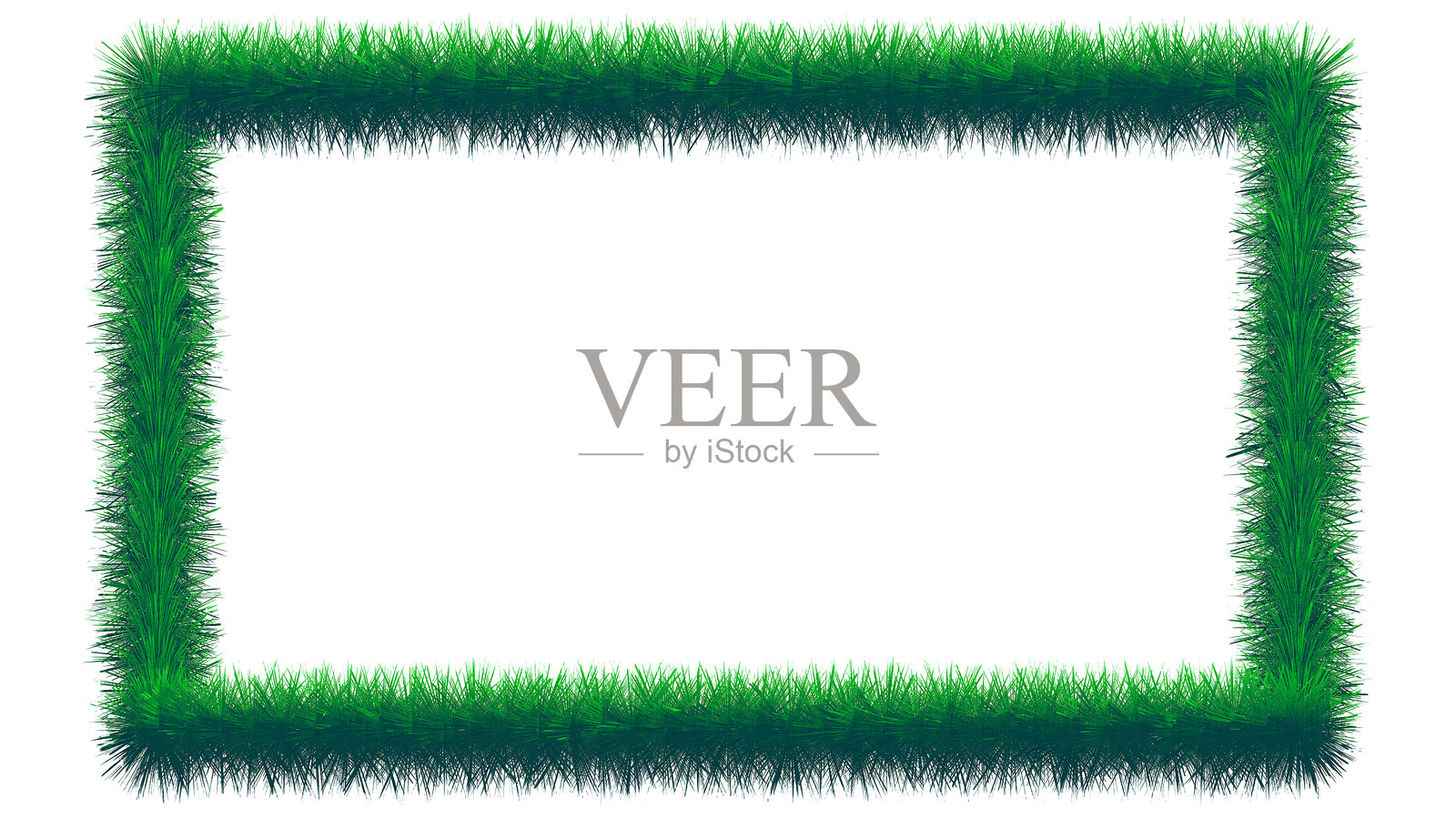 用于照片编辑和设计的白色背景上的绿色草地边框插画图片素材
