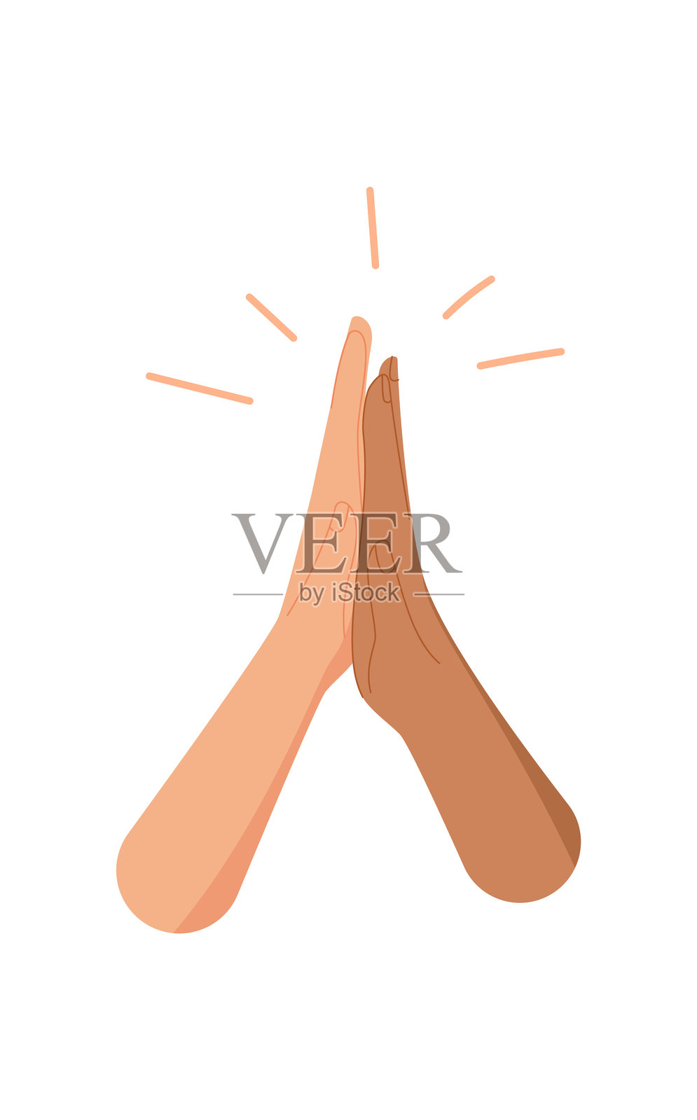 不同肤色的手击掌庆祝插画图片素材