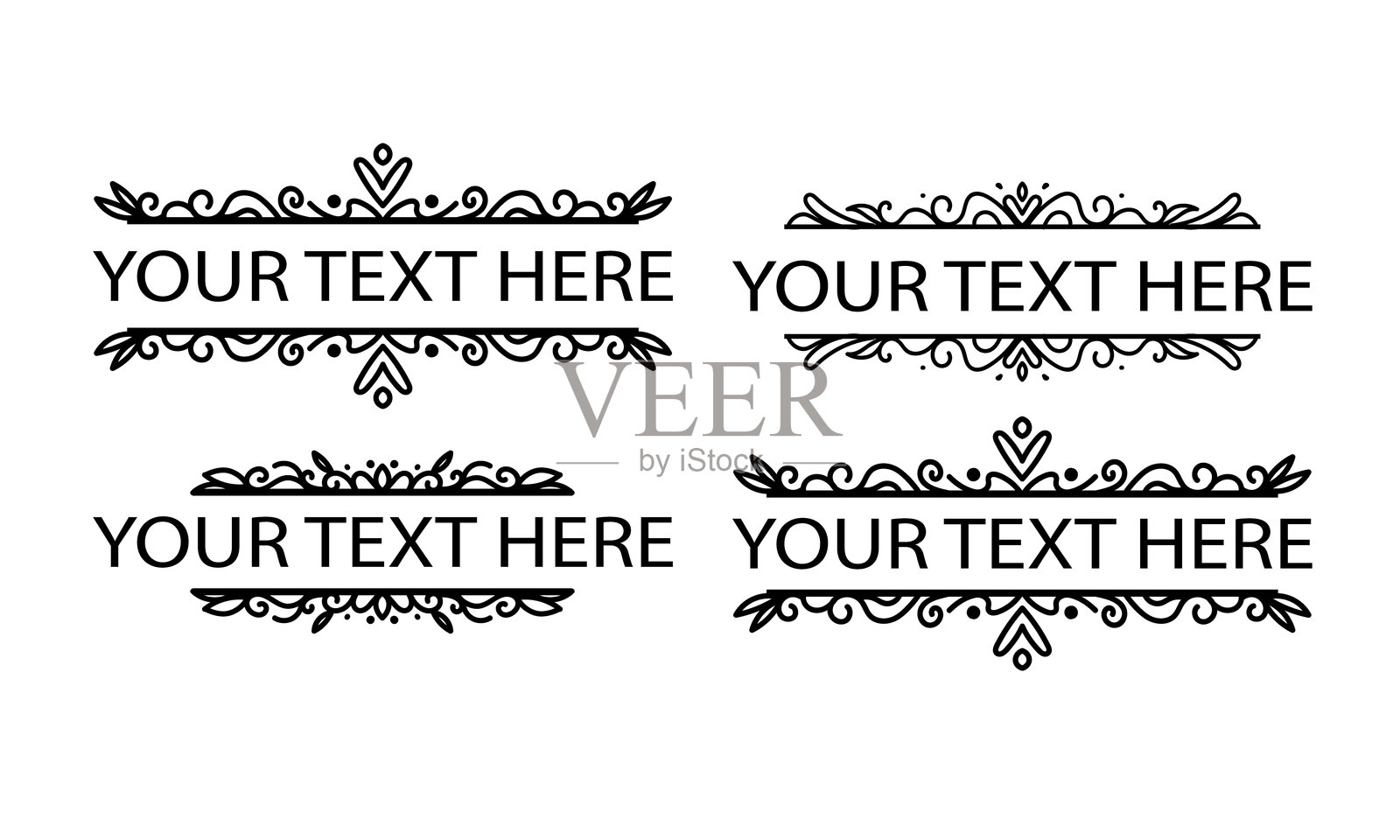 复古装饰线条集合。文本分隔符。线条边框。线条分隔符、边框、各种涂鸦风格线条分隔符和箭头图标集合,用于设计插画图片素材
