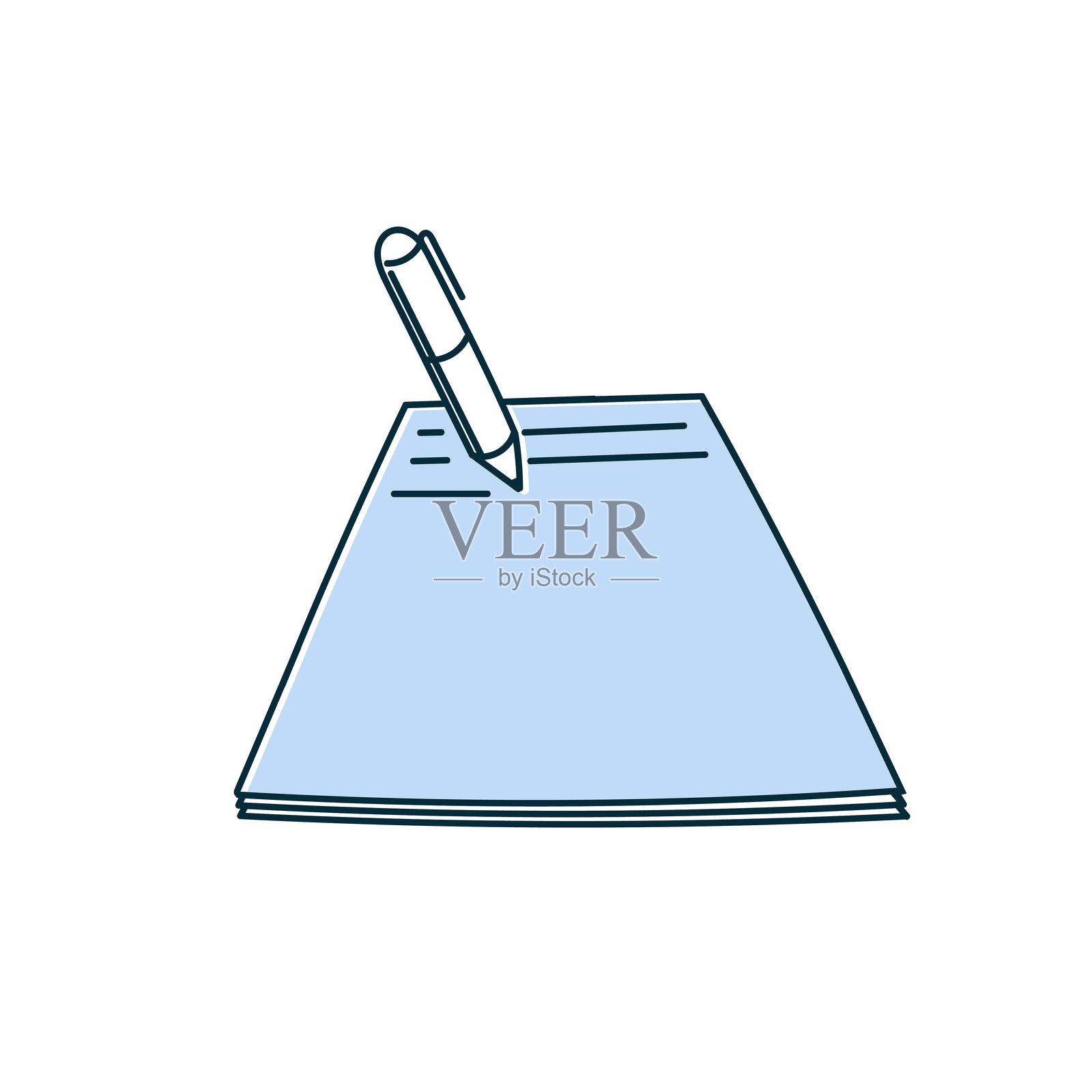 手绘的涂鸦笔在纸质文件上书写插画插画图片素材