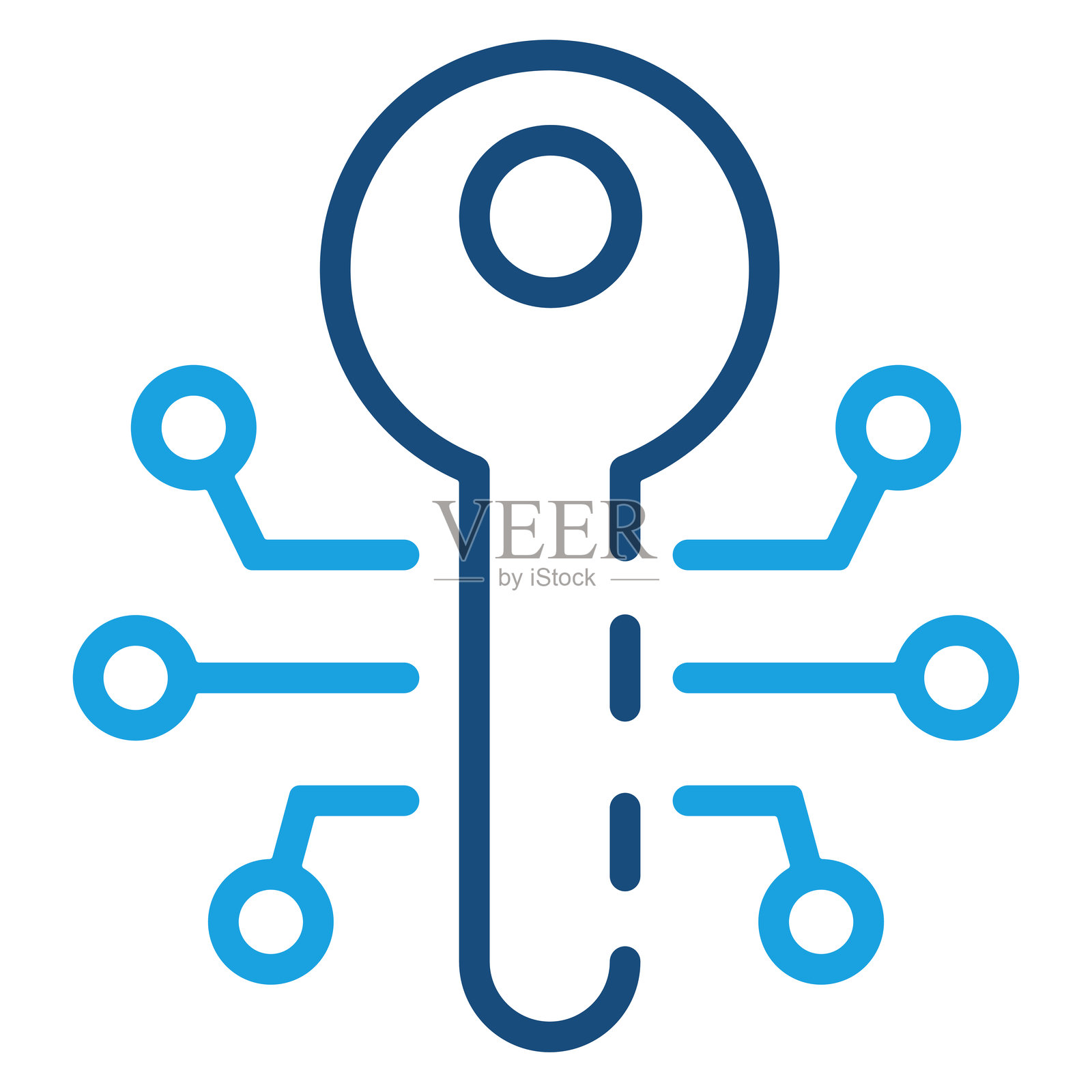 人工智能安全密钥大纲风格插画图片素材