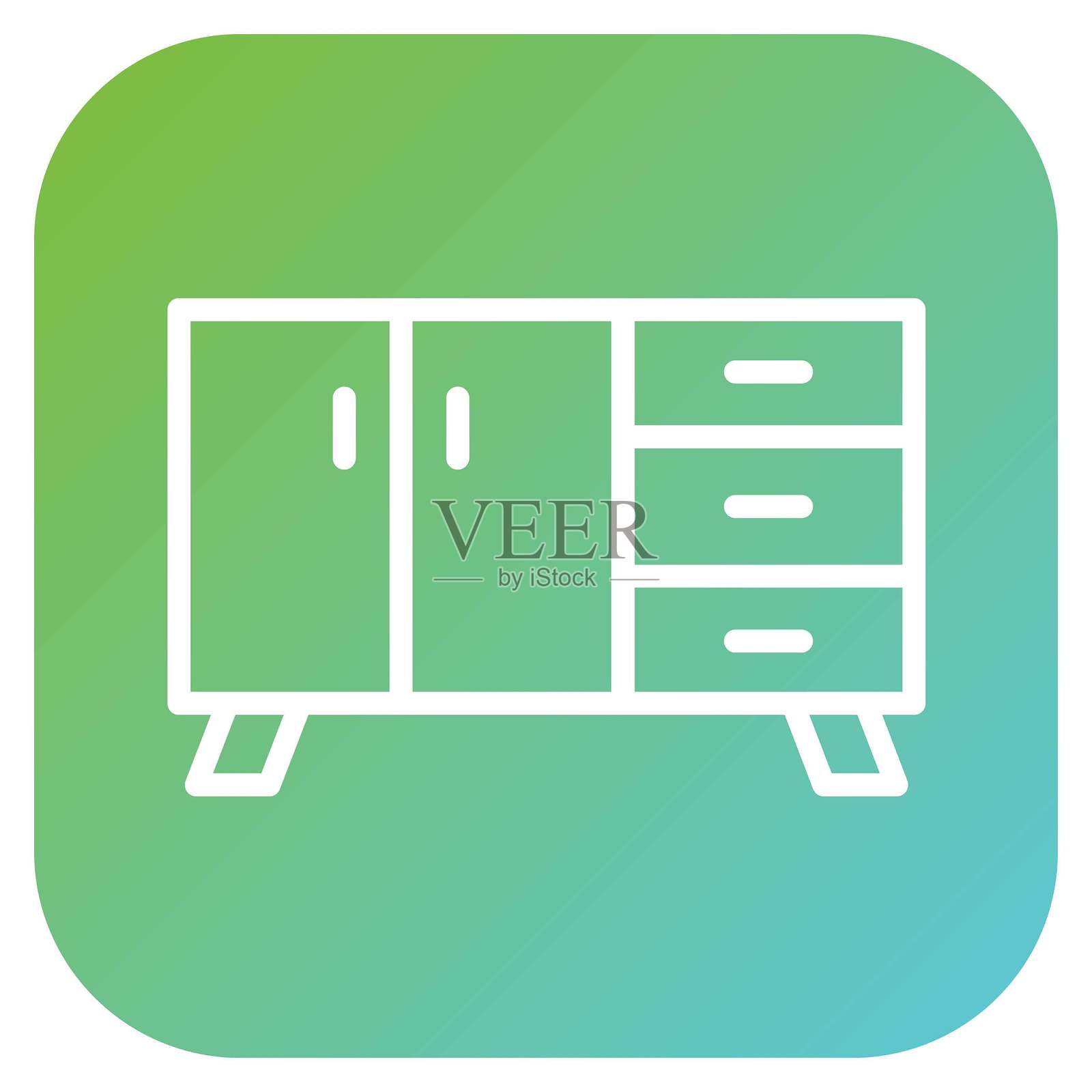 向量设计的餐边柜图标风格插画图片素材