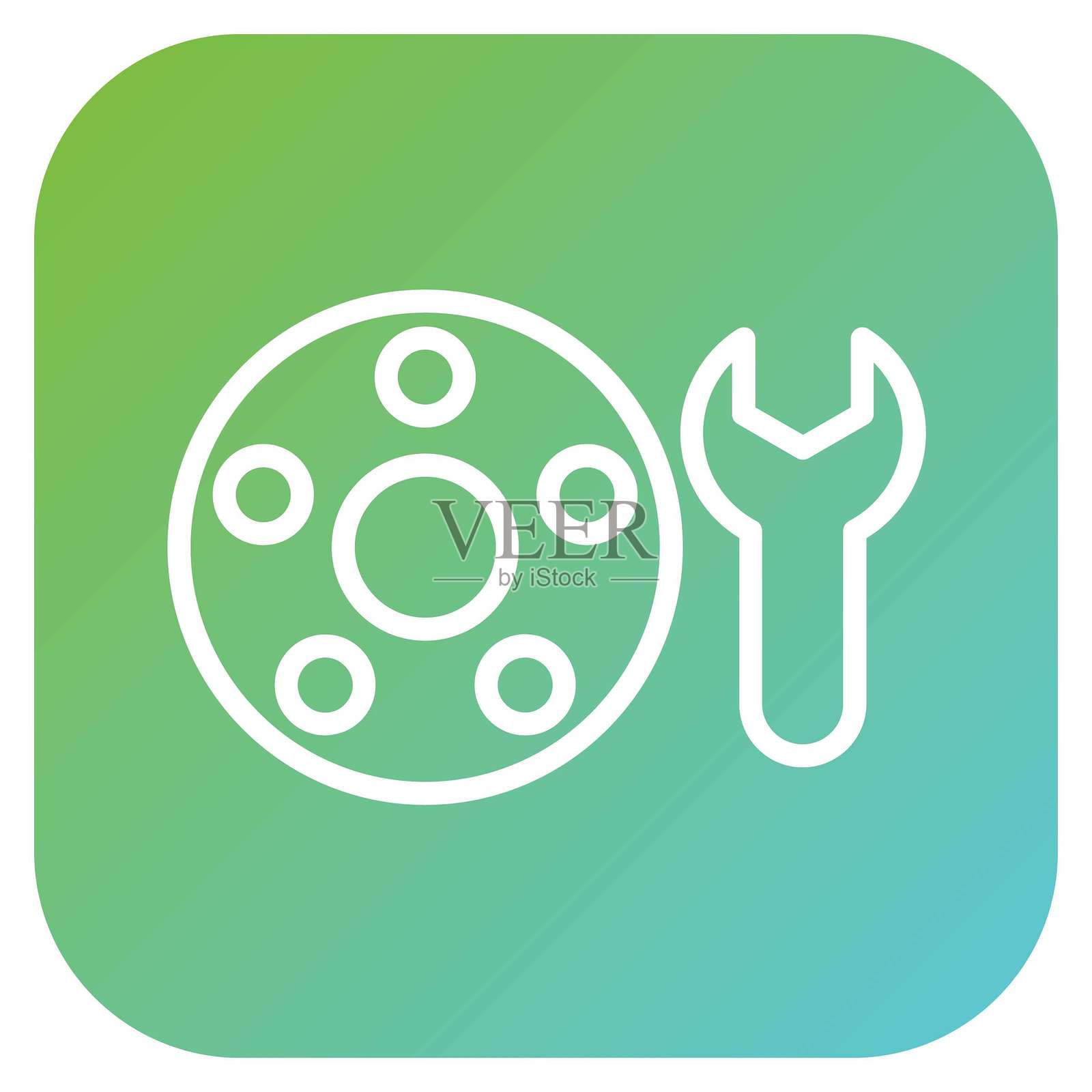 矢量设计轮胎维修工具图标风格插画图片素材