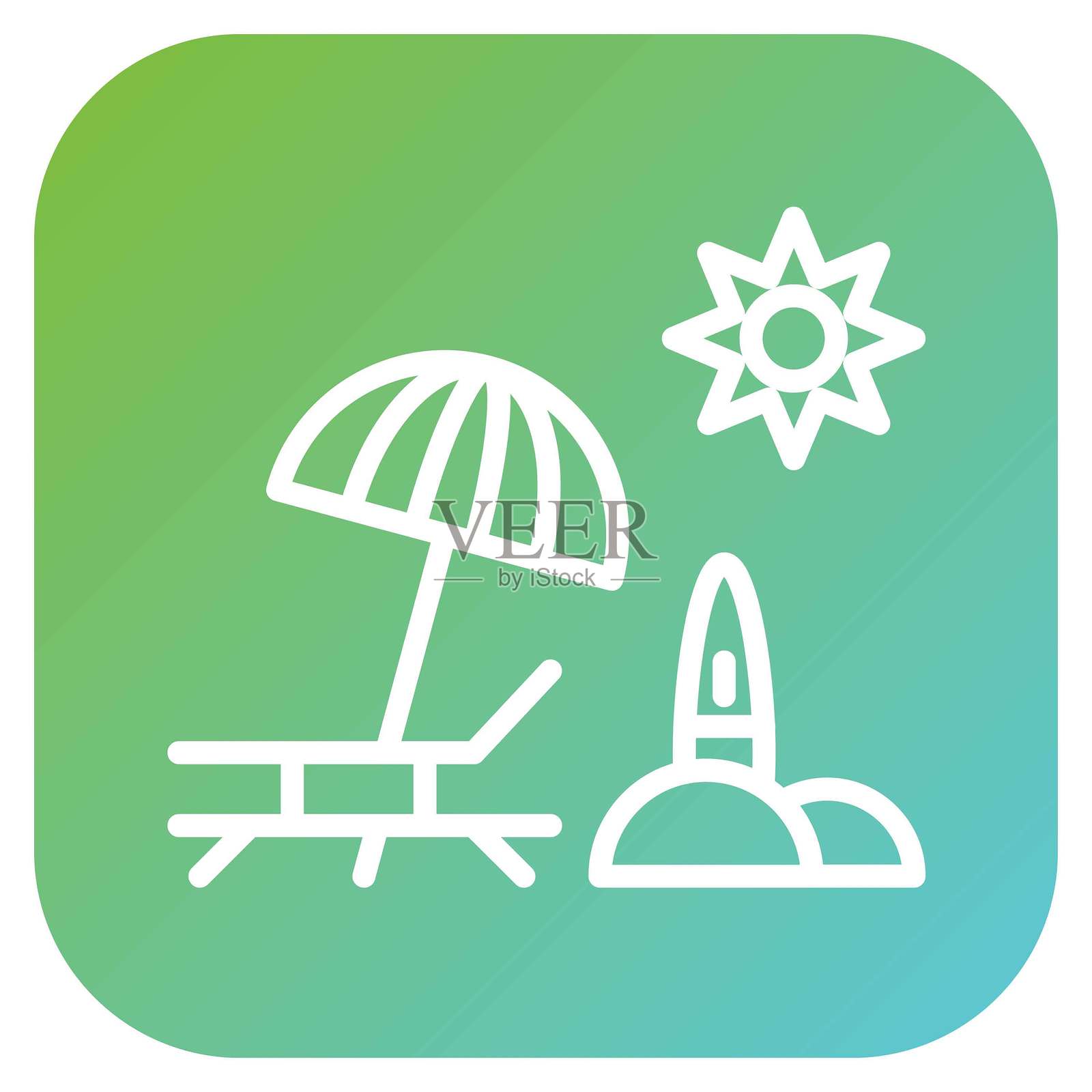 矢量海滩图标风格设计插画图片素材