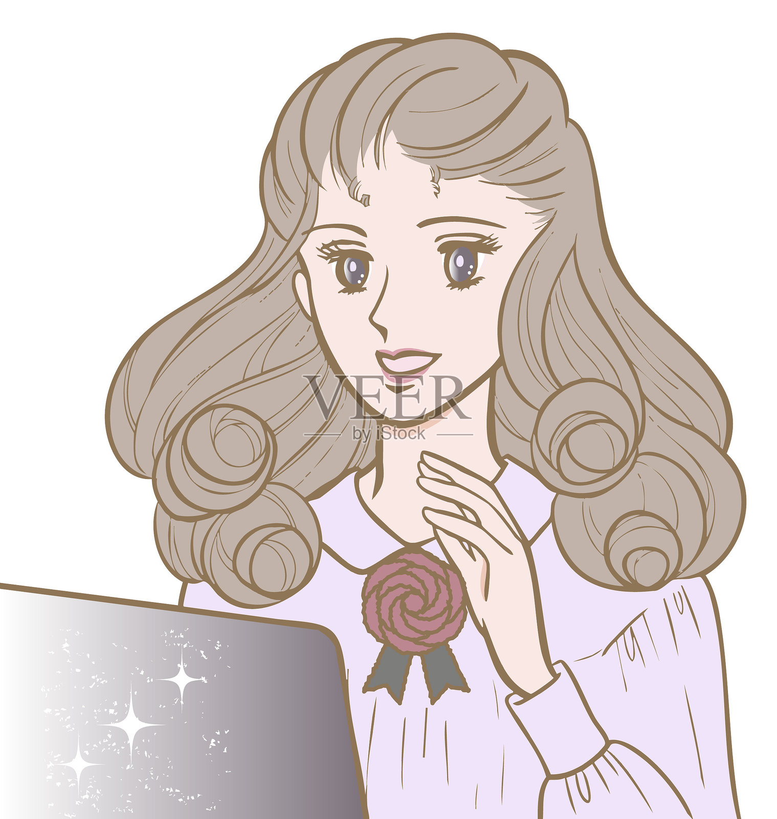 女孩-2-颜色插画图片素材