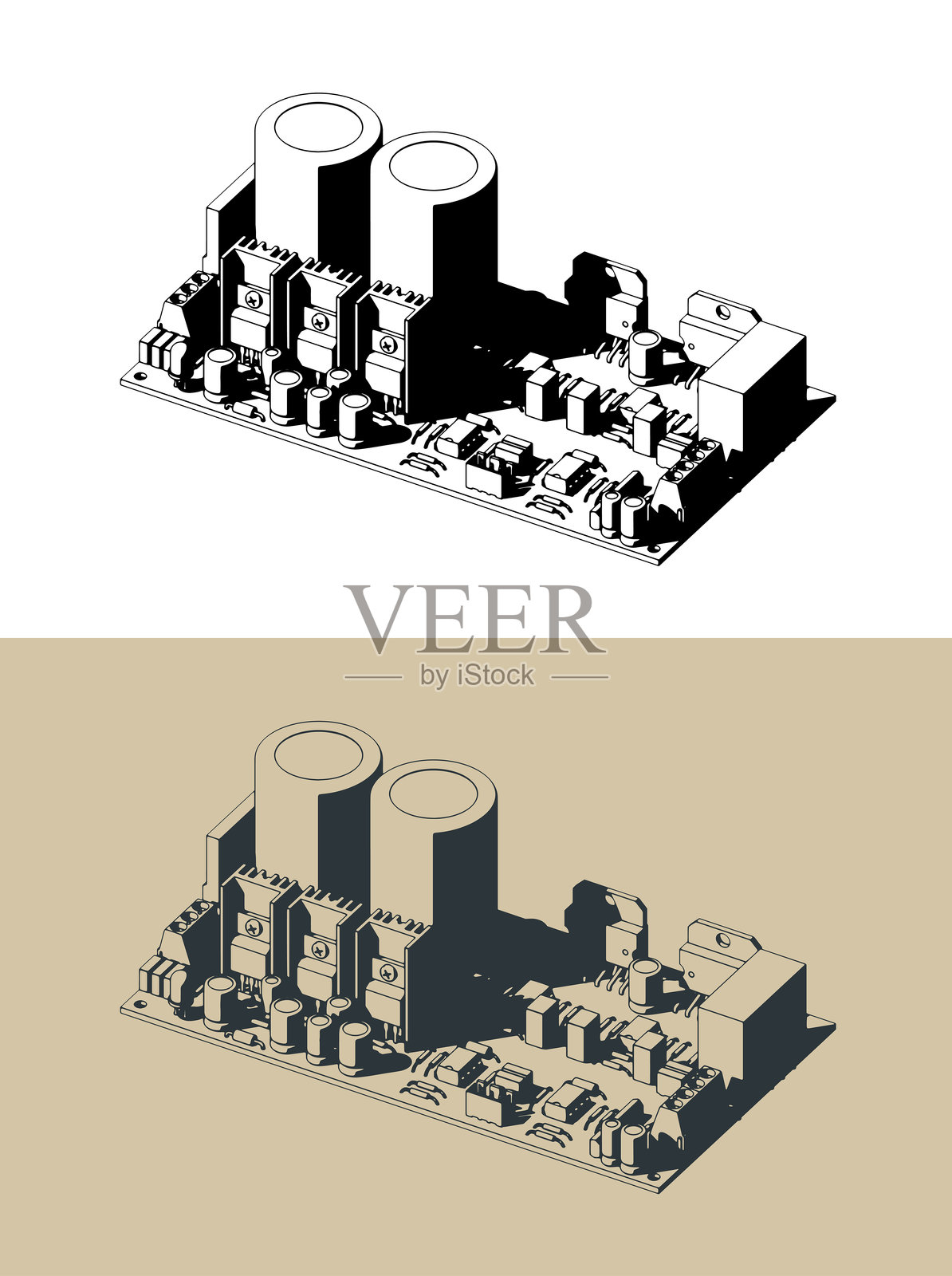 功放板等距插画插画图片素材