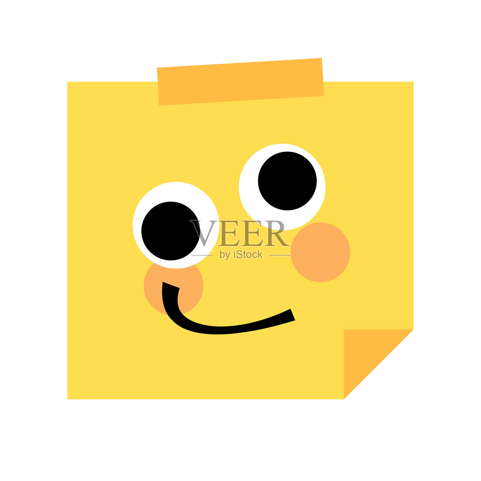 带有笑脸表情的便利贴插画图片素材