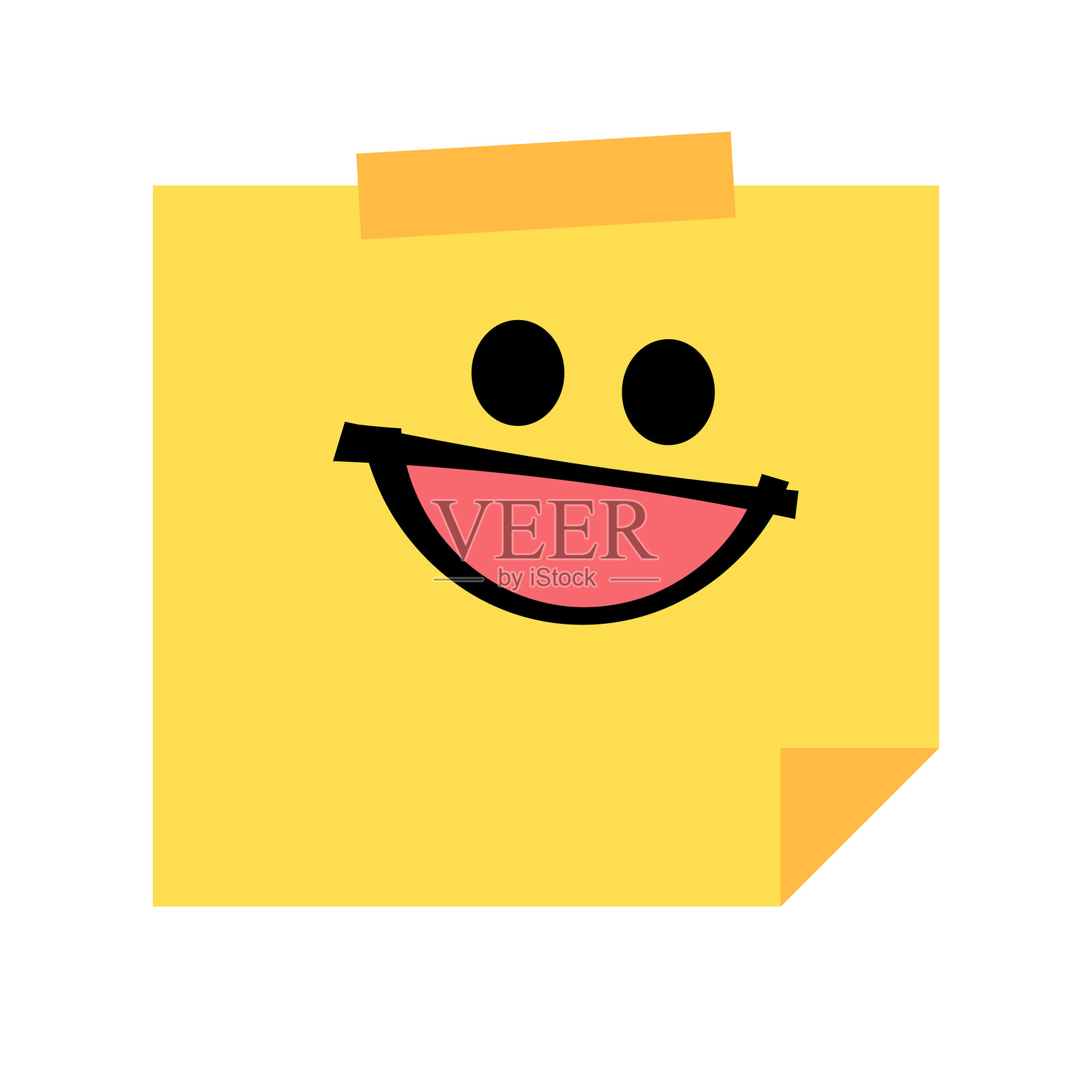 带有开心表情符号的便利贴插画图片素材