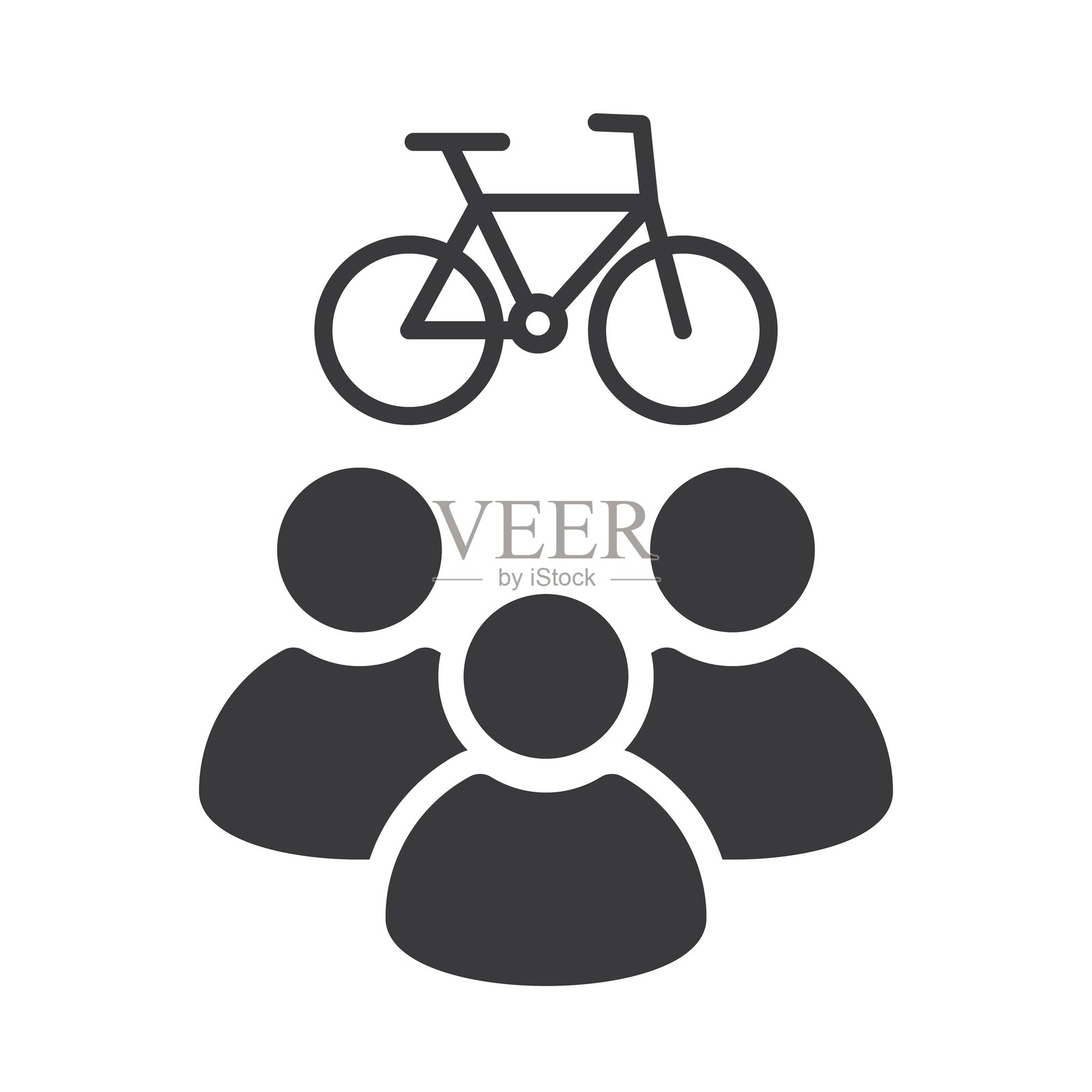 自行车图标。来自“运动”系列的时尚自行车标志概念,背景为白色。适用于网页应用、移动应用和印刷媒体。插画图片素材