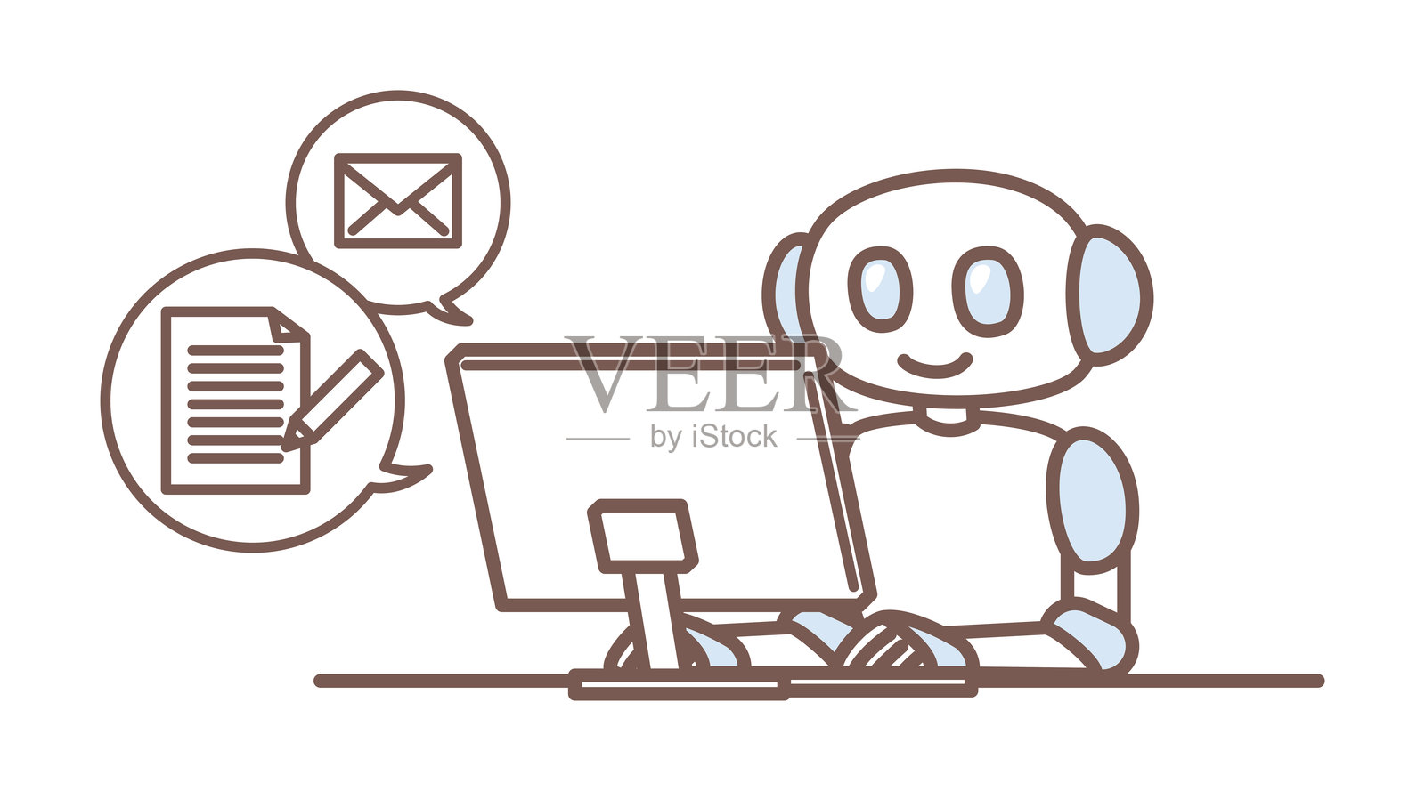 人工智能机器人与人类协同工作插画插画图片素材