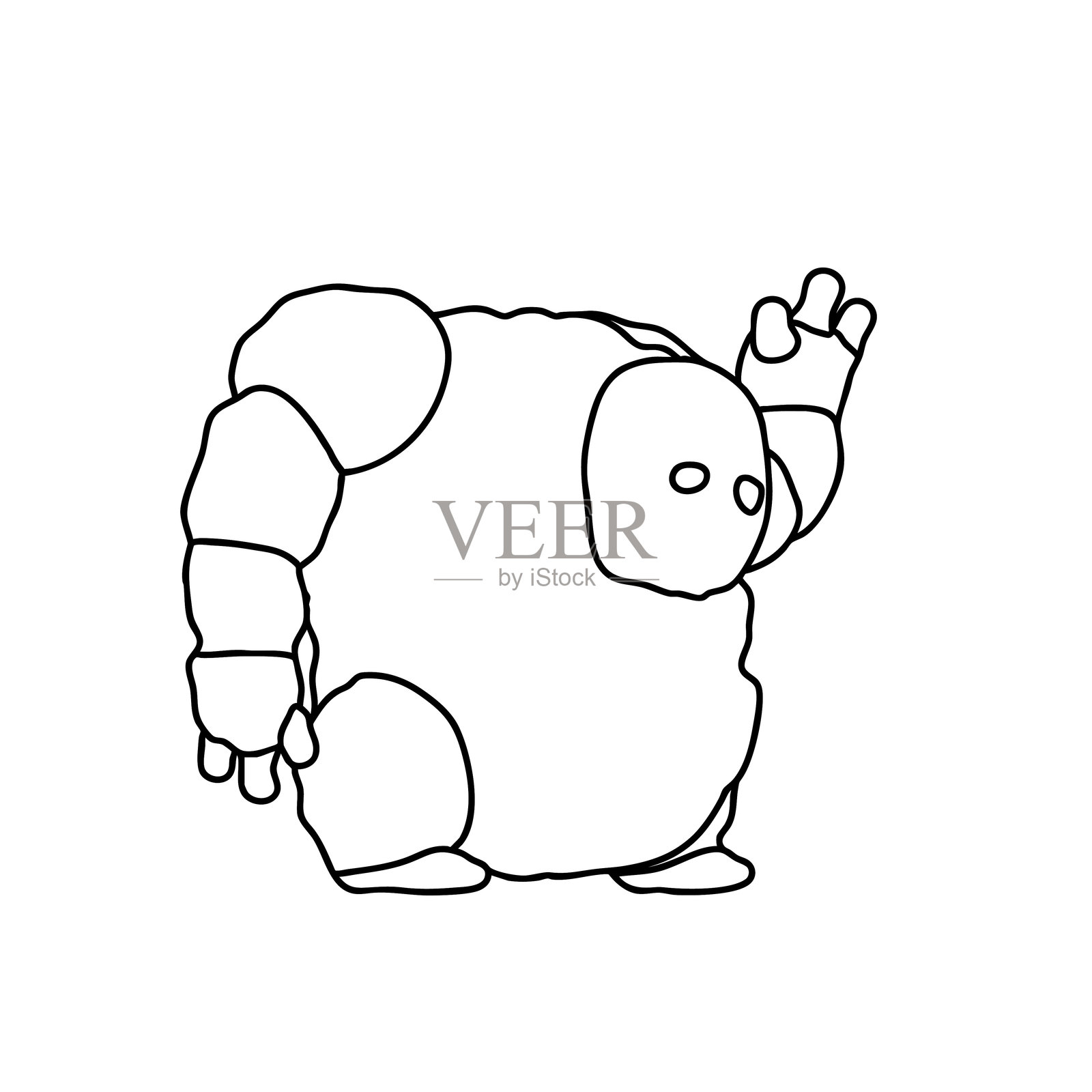 巨型傀儡奇幻巨兽的着色轮廓。矢量插图。插画图片素材