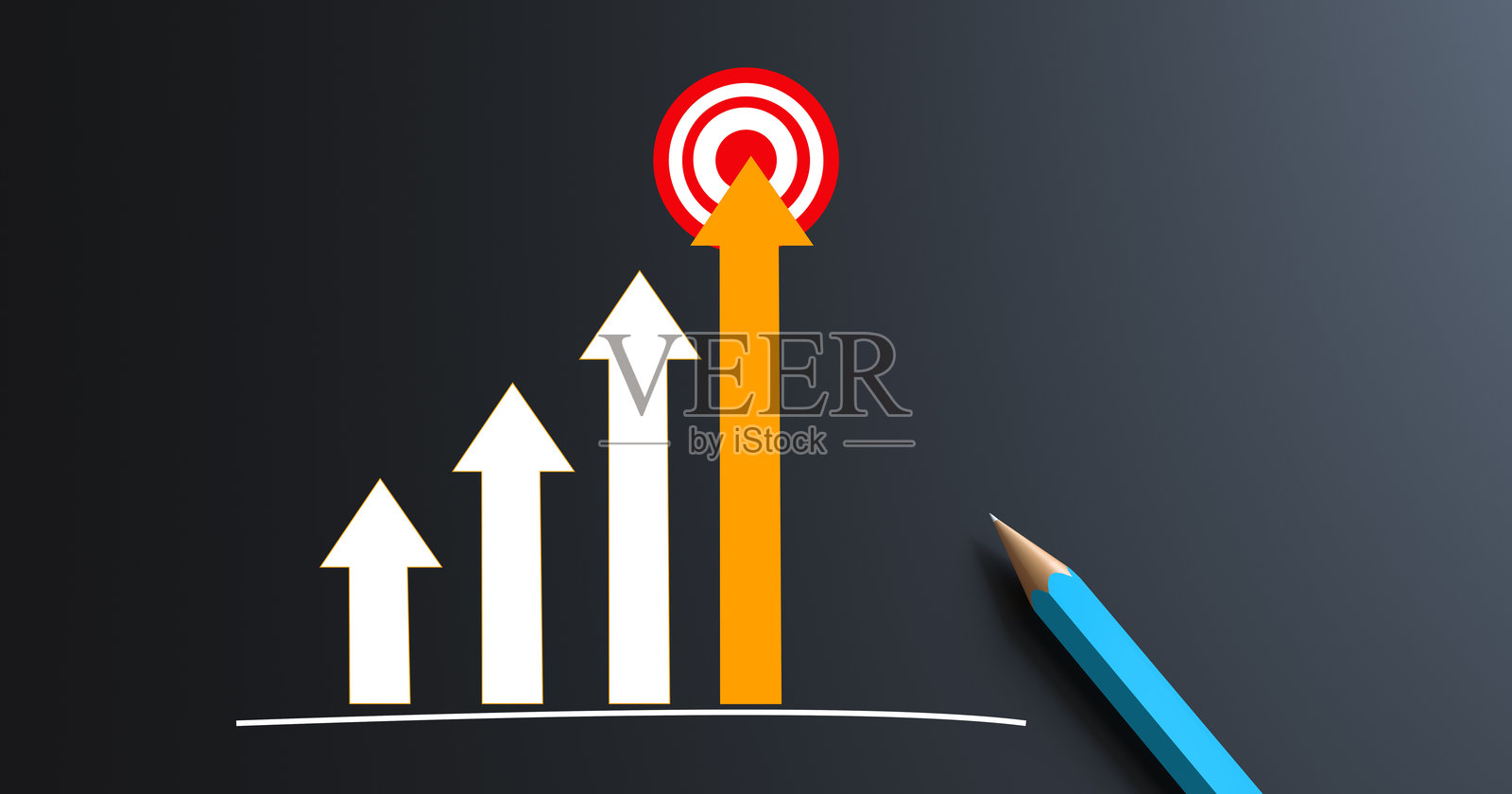 成长箭头图,瞄准目标或飞镖靶,商业概念照片摄影图片