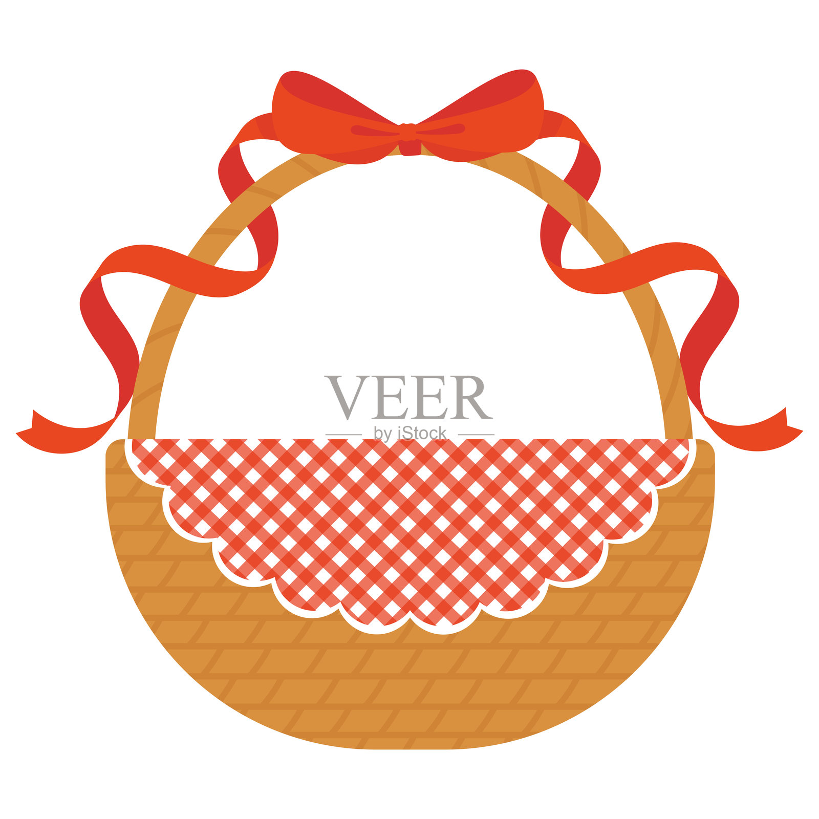 一个可爱的带丝带的篮子插画插画图片素材