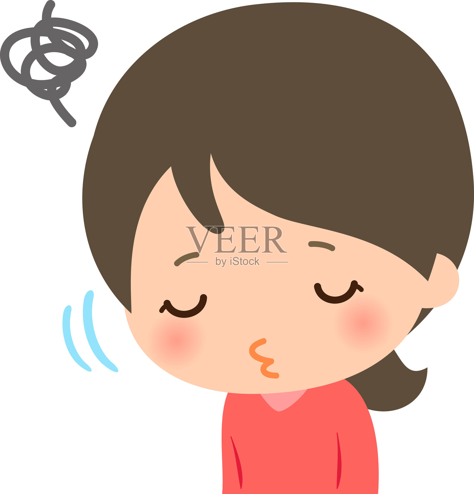 一位女士失望地垂下头插画图片素材