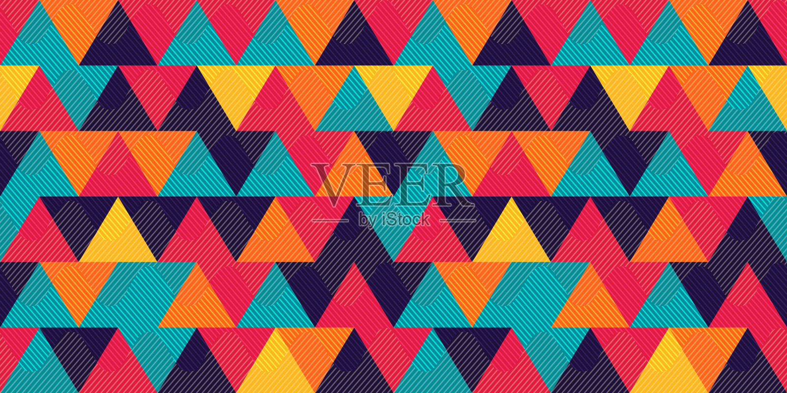 明亮的复古三角形。无缝图案插画图片素材