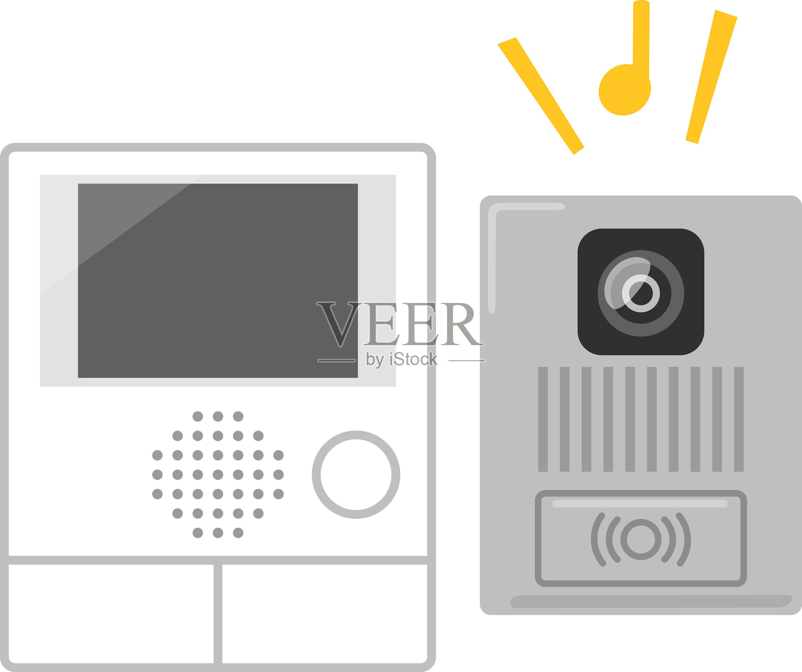 带摄像头的对讲机发送器和接收器插画图片素材
